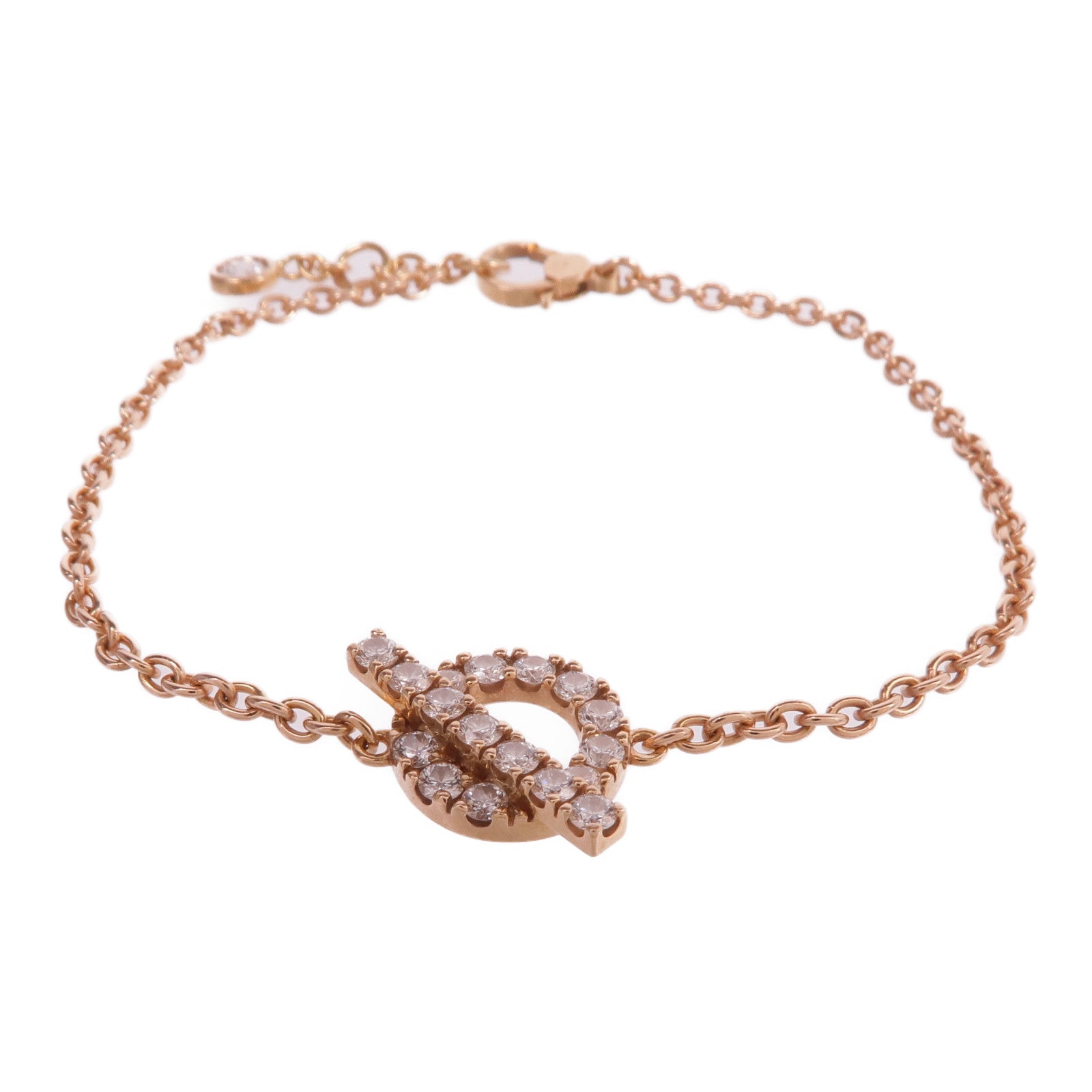 HERMES 18K玫瑰金Finesse Bracelet鑽石手鏈