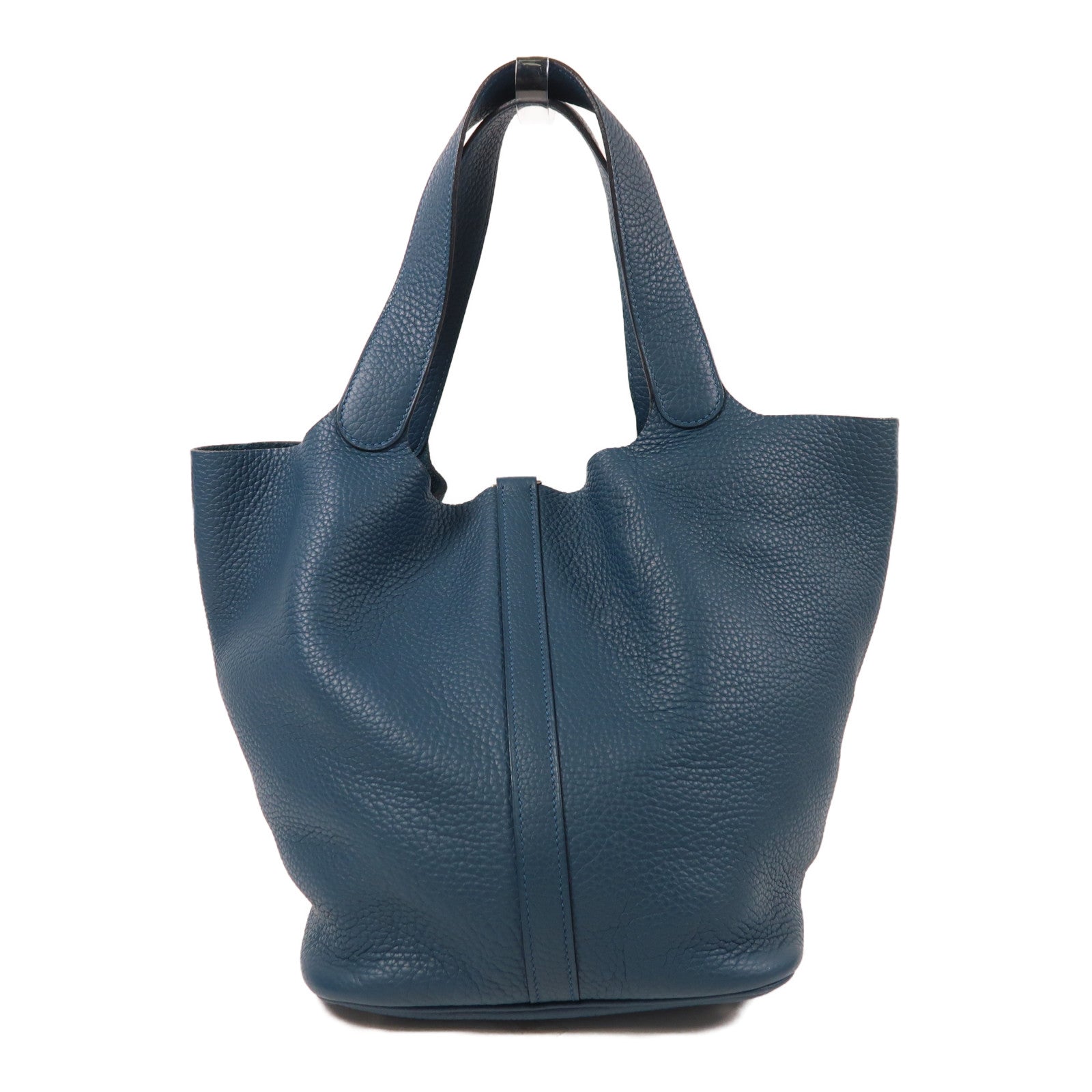 HERMES Clemence皮革Picotin GM銀扣手挽袋Colvert