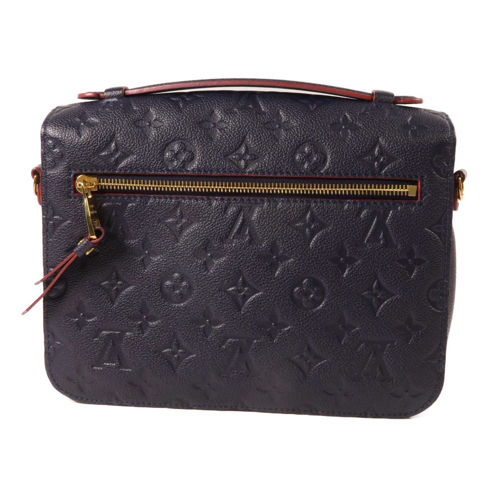 LOUIS VUITTON Monogram Empreinte Pochette Metis金扣手挽肩背兩用袋深藍色