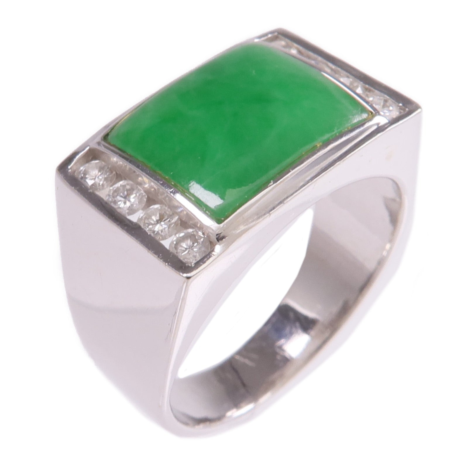 JEWELRY 18K白金Jade Diamond Ring翡翠/鑽石戒指US#8.5