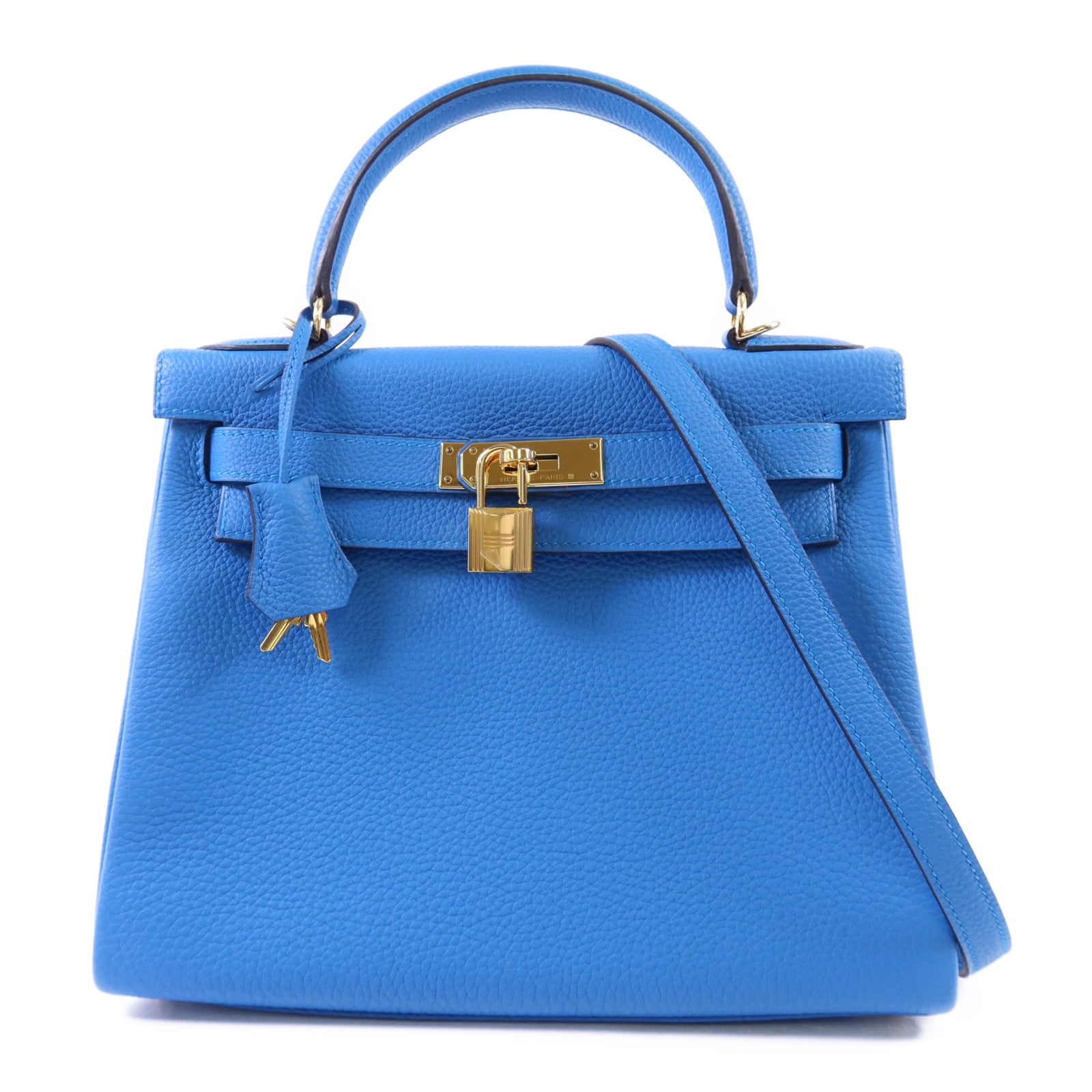 HERMES 【Hermes Fair】Epsom皮革Kelly 28金扣手挽肩背兩用袋Bleu Zanzibar