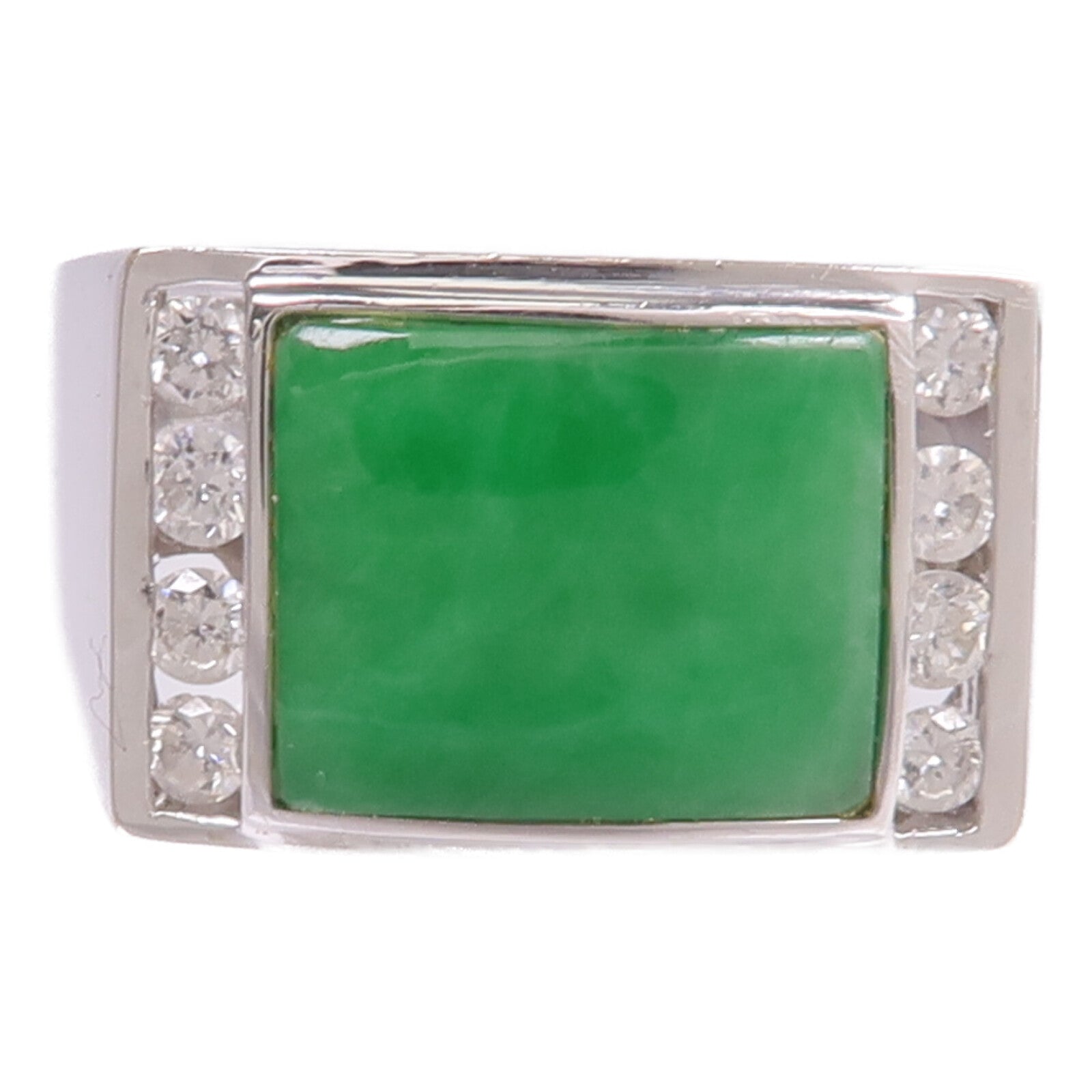 JEWELRY 18K白金Jade Diamond Ring翡翠/鑽石戒指US#8.5