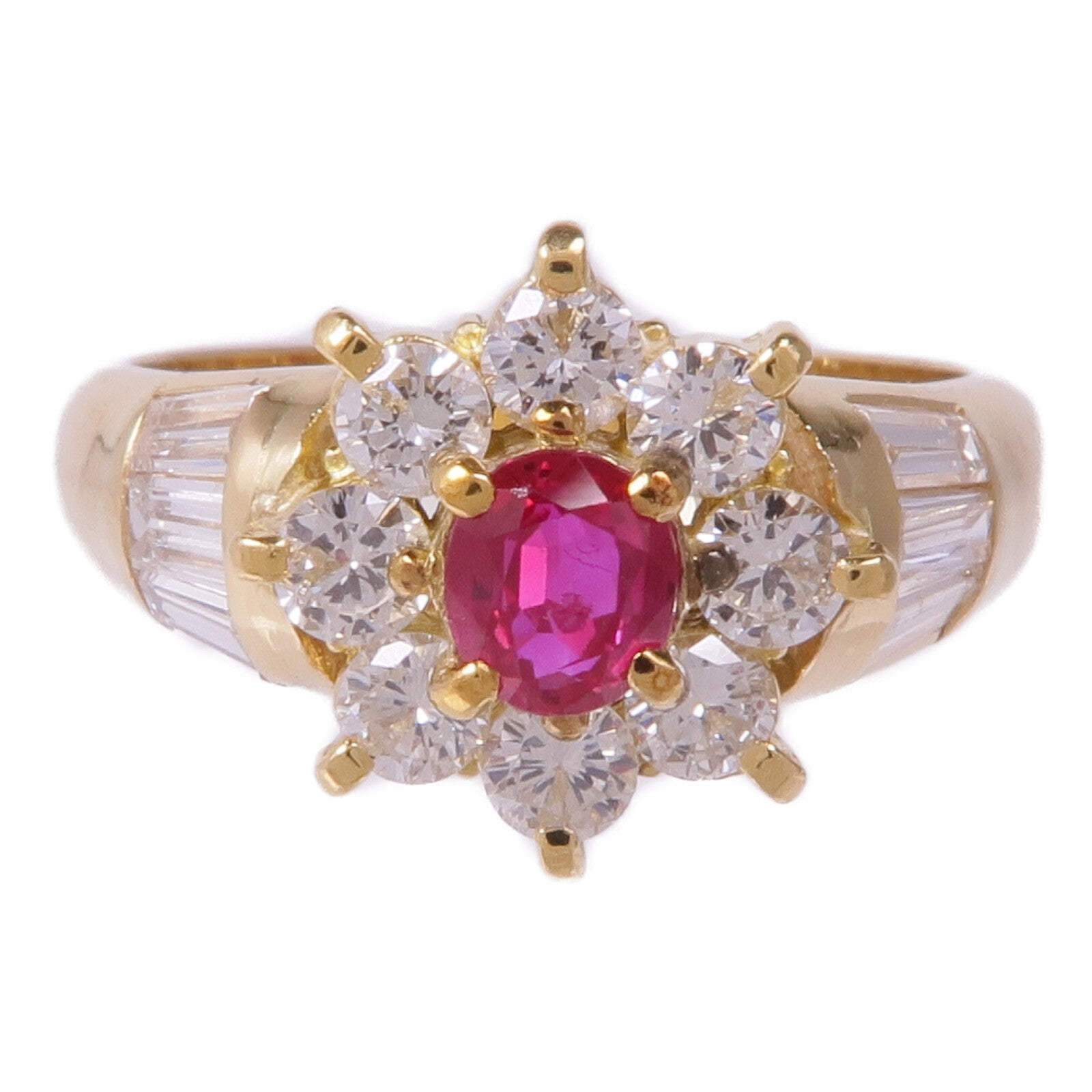 JEWELRY 18K黃金Ruby Diamond Ring紅寶石/鑽石戒指US#6