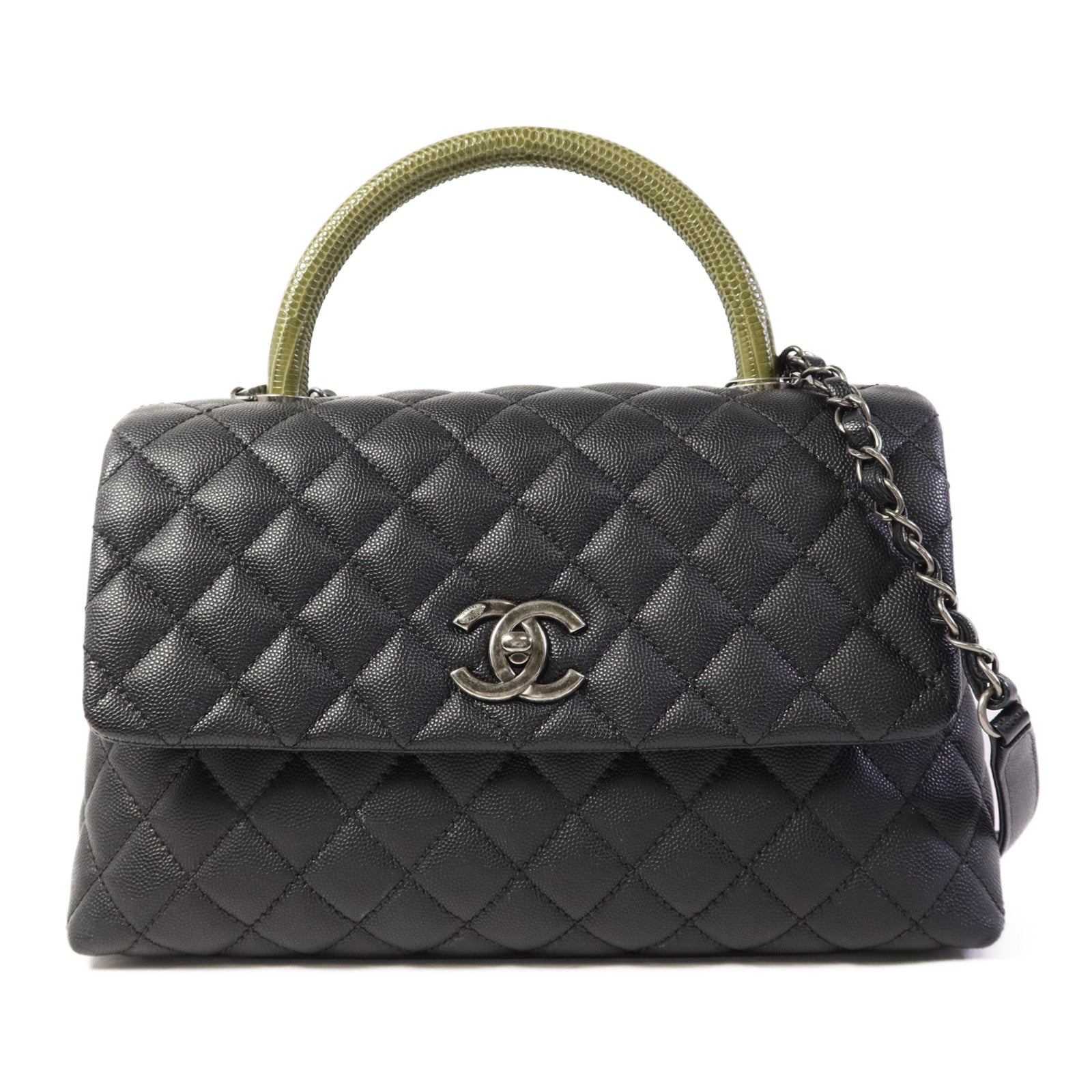 CHANEL 牛皮皮革/蜥蝪皮革Coco Handle Large手挽肩背兩用袋