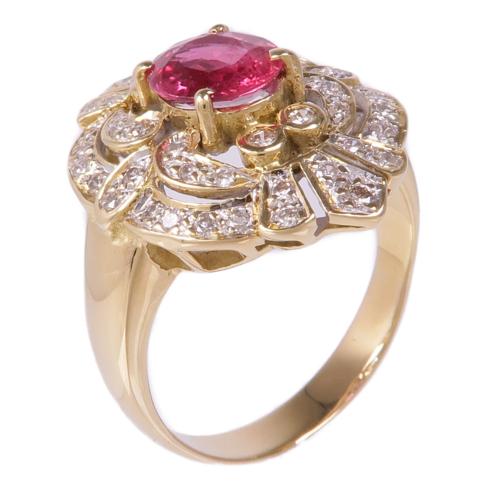 JEWELRY 18K黃金Ruby Diamond Ring紅寶石/鑽石US#6.75