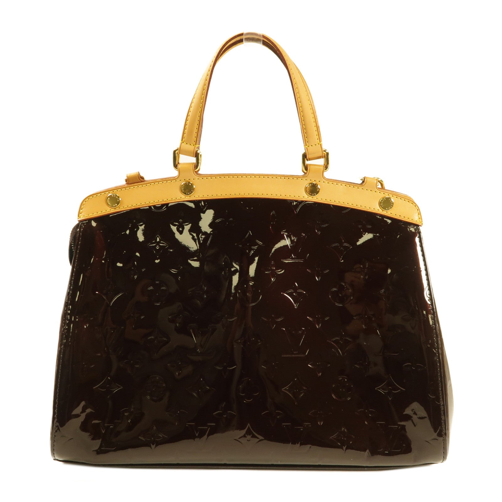 LOUIS VUITTON Monogram Vernis Brera MM金扣手挽肩背兩用袋酒紅色