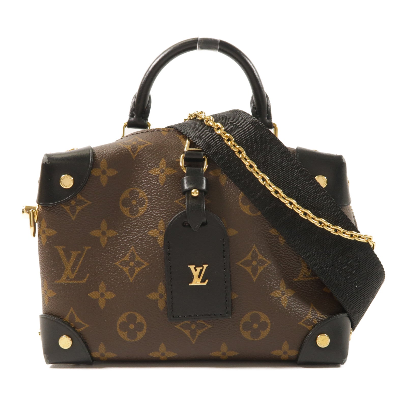 LOUIS VUITTON Monogram Petite Malle Souple金扣手挽肩背兩用袋