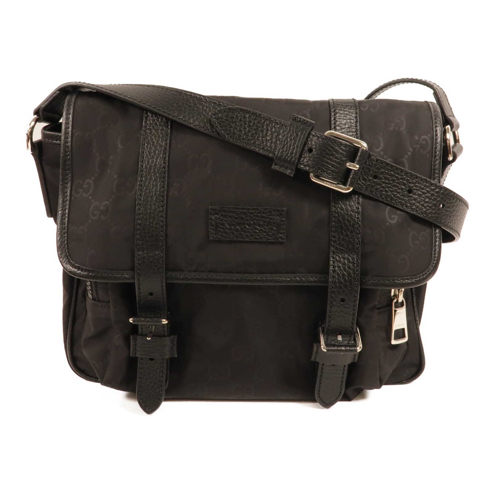 GUCCI 尼龍/牛皮皮革GG Nylon Messenger Bag肩背袋
