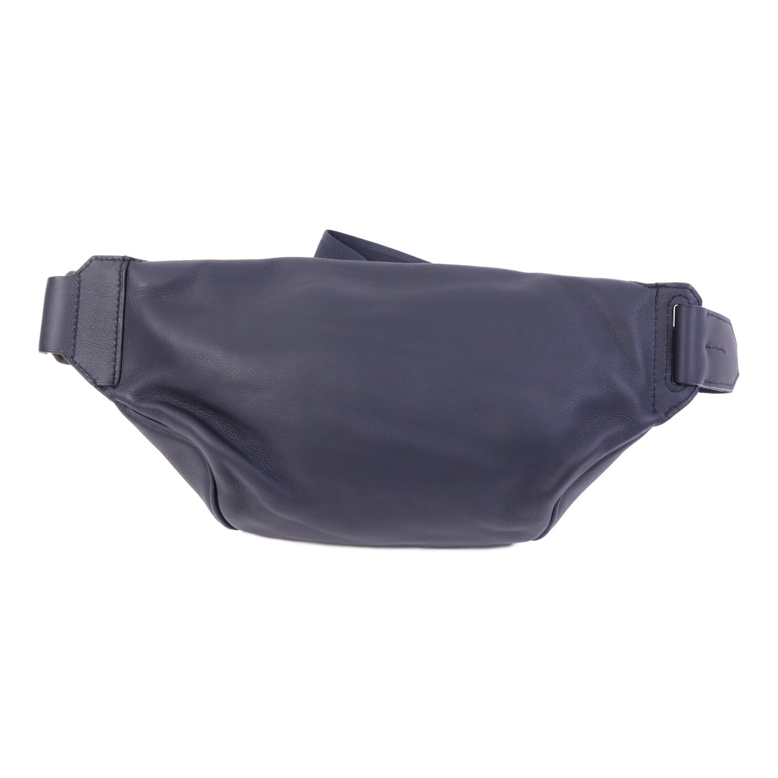 HERMES Swift皮革Cityslide Belt PM銀扣腰包Bleu Indigo/Bleu Electrique