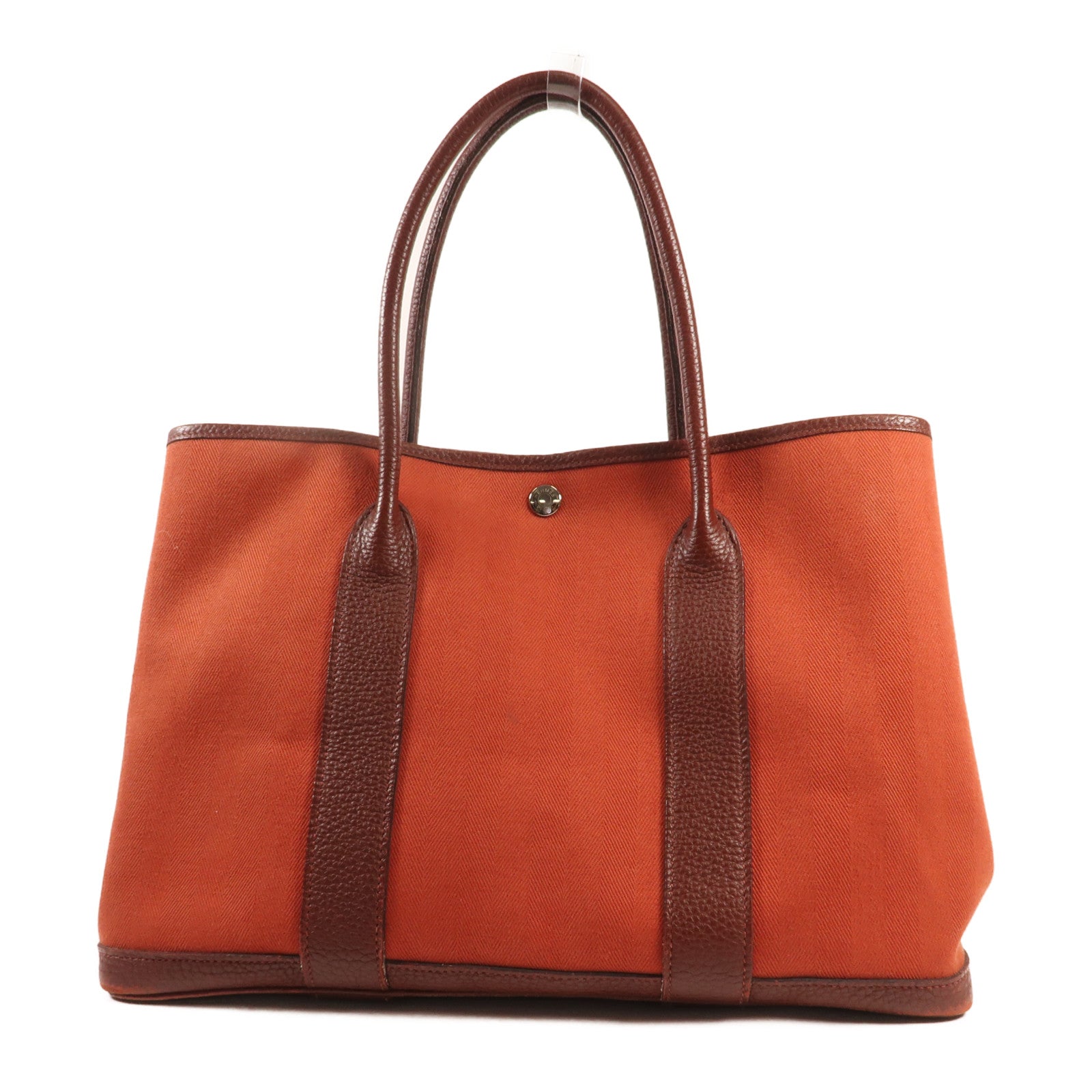 HERMES 帆布Garden Party PM銀扣手挽袋Cuivre