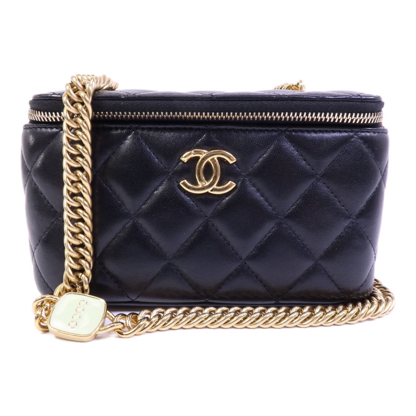 CHANEL 牛皮皮革Vanity Case金扣肩背袋