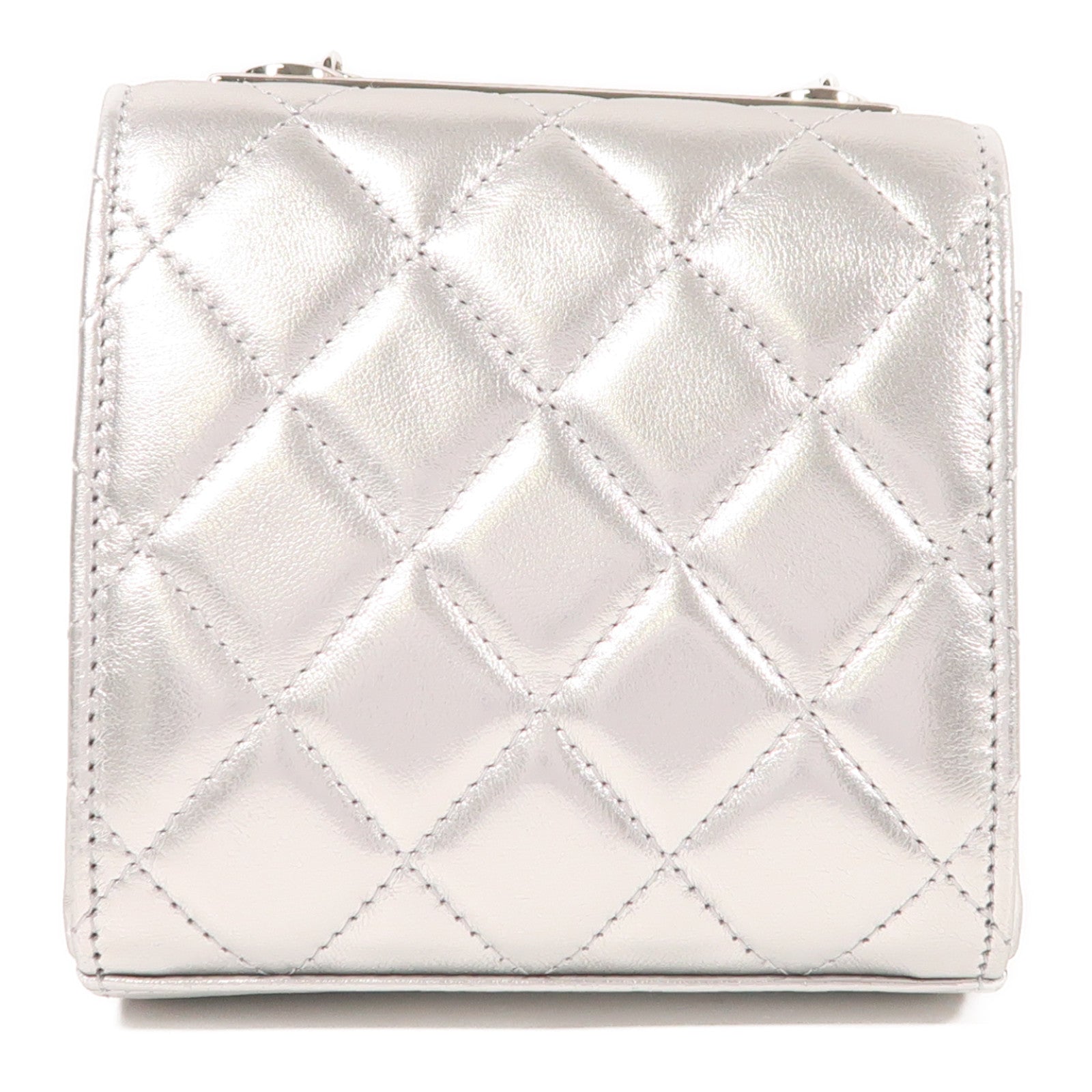 CHANEL 羊皮皮革Micro Trendy CC銀扣鏈帶肩背袋