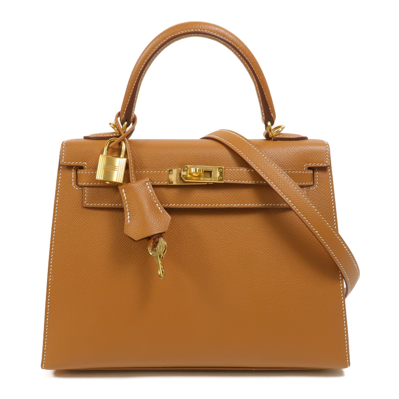 HERMES Epsom皮革Kelly 25手挽肩背兩用袋Gold