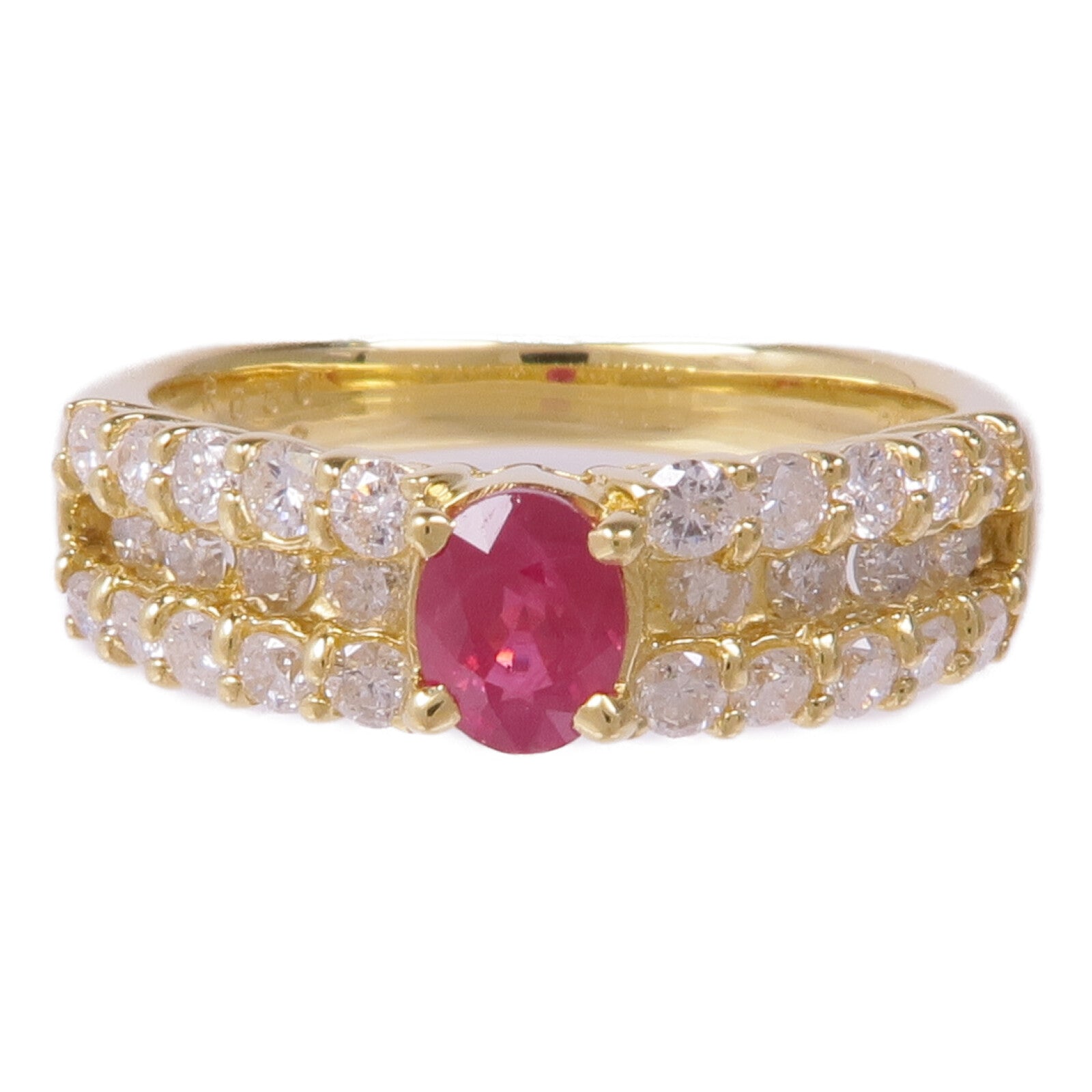 JEWELRY 18K黃金Ruby Diamond Ring紅寶石/鑽石戒指US#6.5