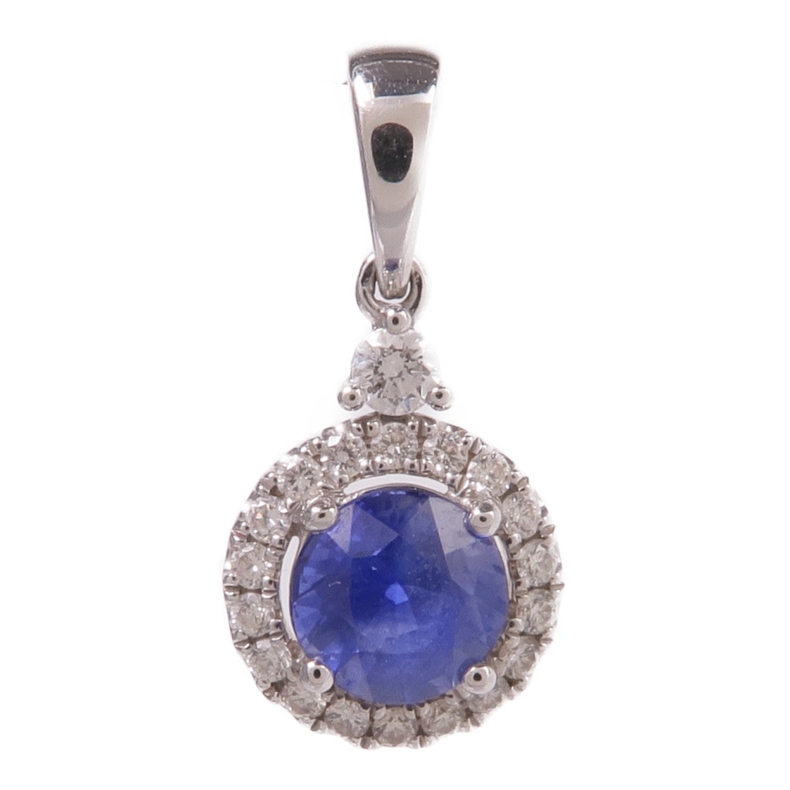 JEWELRY 18K白金Sapphire Diamond Pendant Top藍寶石/鑽石吊墜