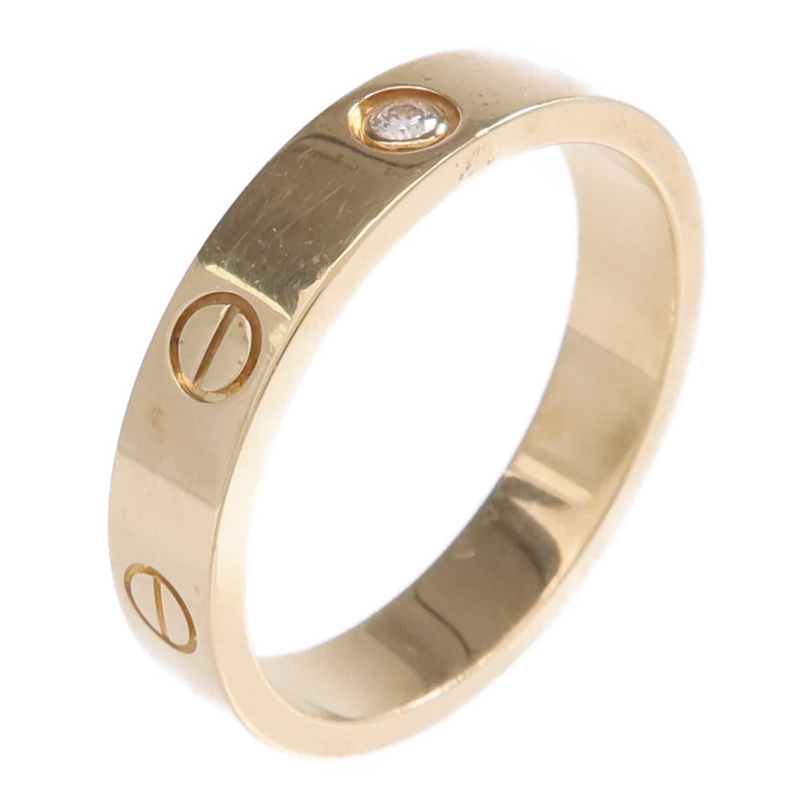CARTIER 18K黃金Mini Love Ring 1P Diamond鑽石戒指