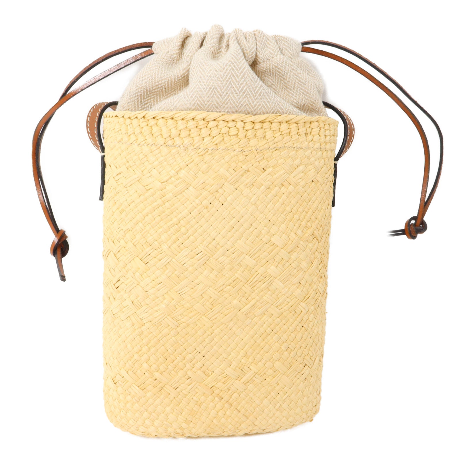 LOEWE Iraca Palm/牛皮皮革Square Pocket肩背袋