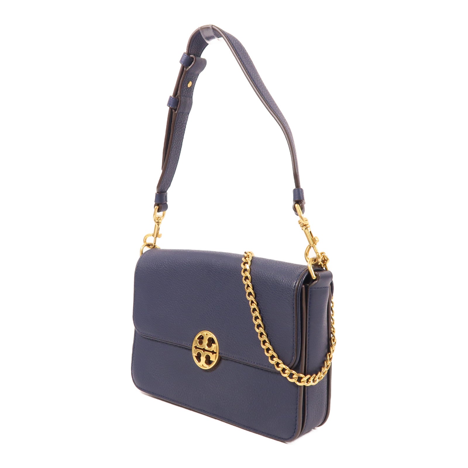 Tory Burch 牛皮皮革2 Way Bag金扣鏈帶手挽肩背兩用袋