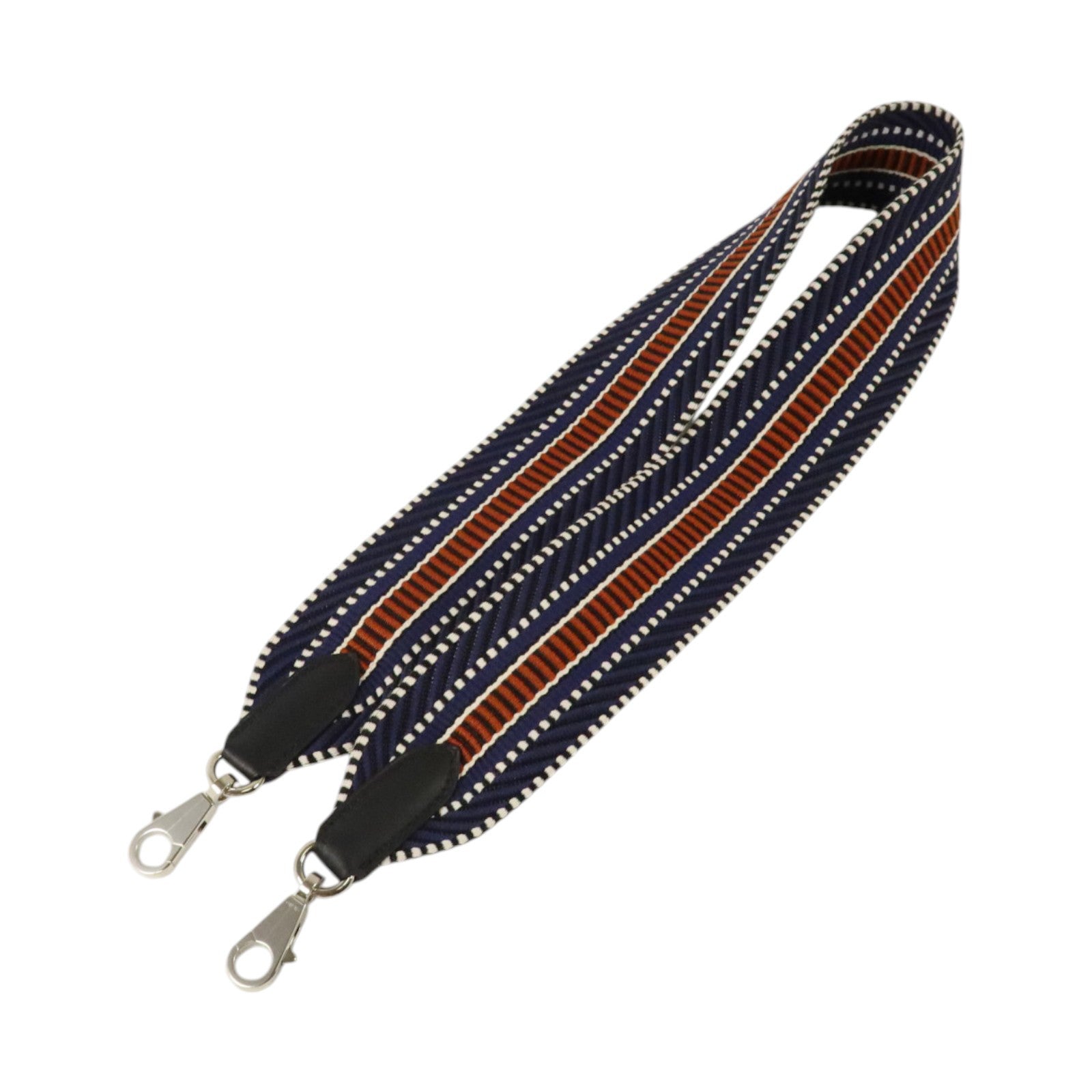 HERMES 帆布/Swift皮革Sangle Cavale Bag Strap 50mm銀扣肩帶Bleu Saphir