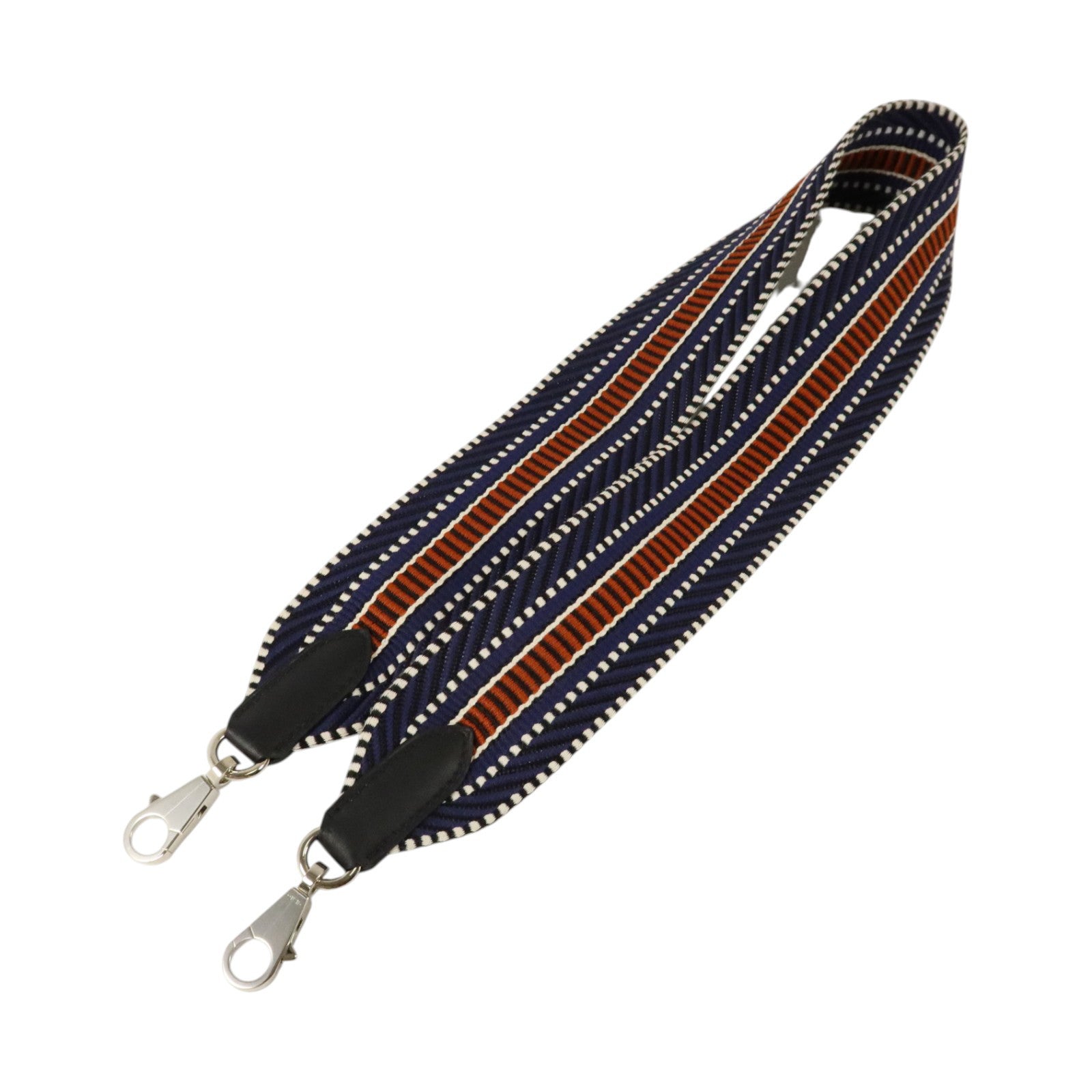HERMES 帆布/Swift皮革Sangle Cavale Bag Strap 50mm銀扣肩帶Bleu Saphir