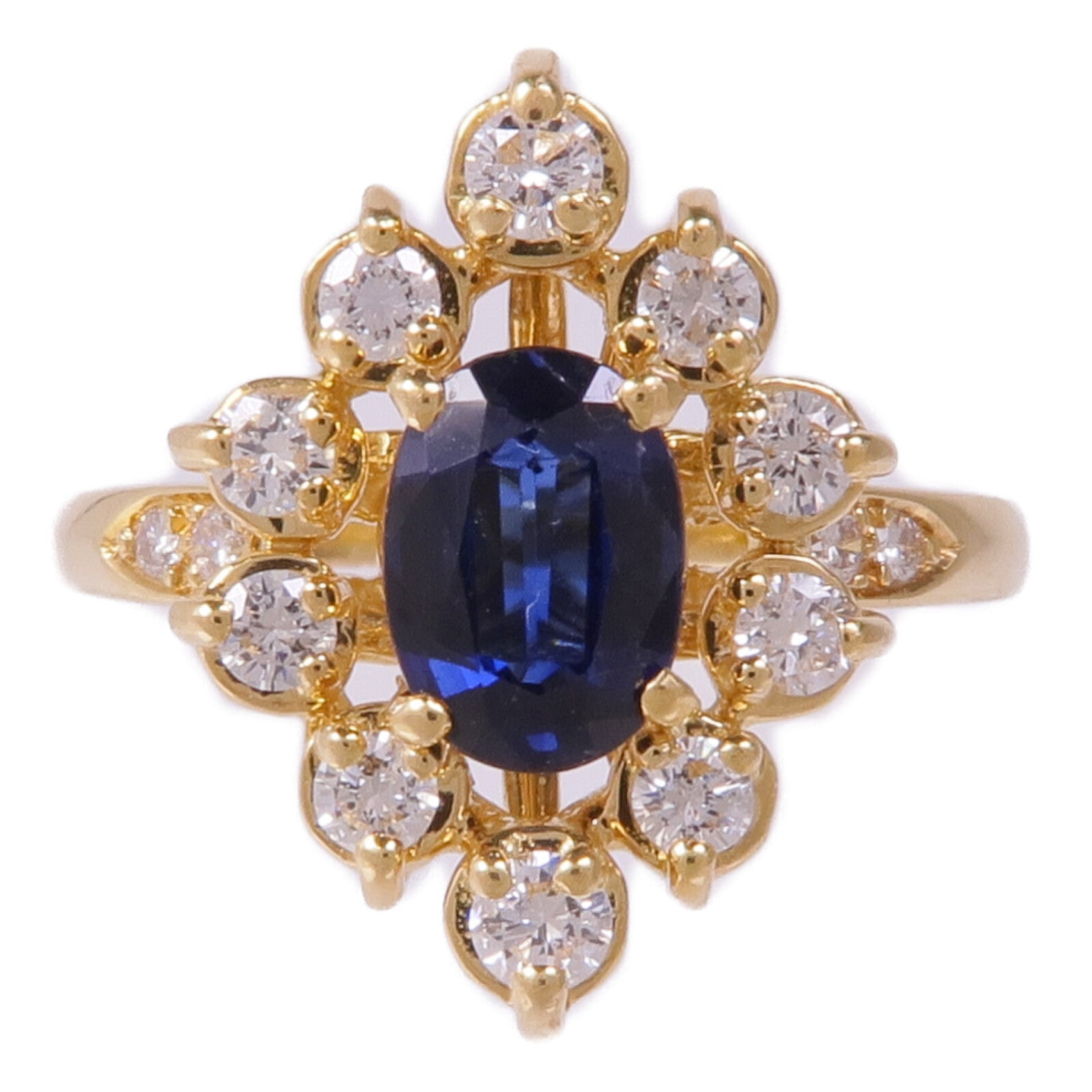 JEWELRY 【激減優惠】18K黃金Sapphire Diamond Ring藍寶石/鑽石戒指US#6