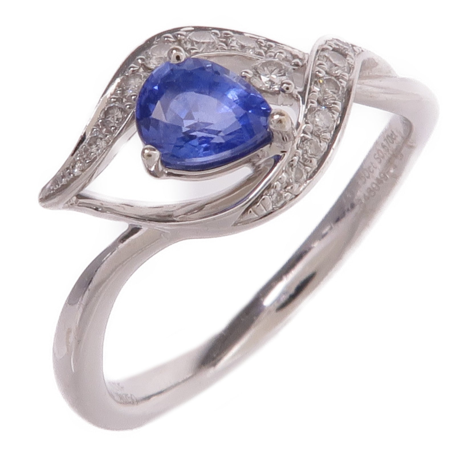 JEWELRY 18K白金Sapphire Diamond Ring藍寶石/鑽石戒指US#5.5