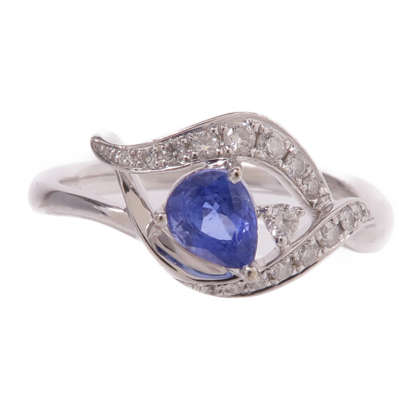 JEWELRY 18K白金Sapphire Diamond Ring藍寶石/鑽石戒指US#5.5