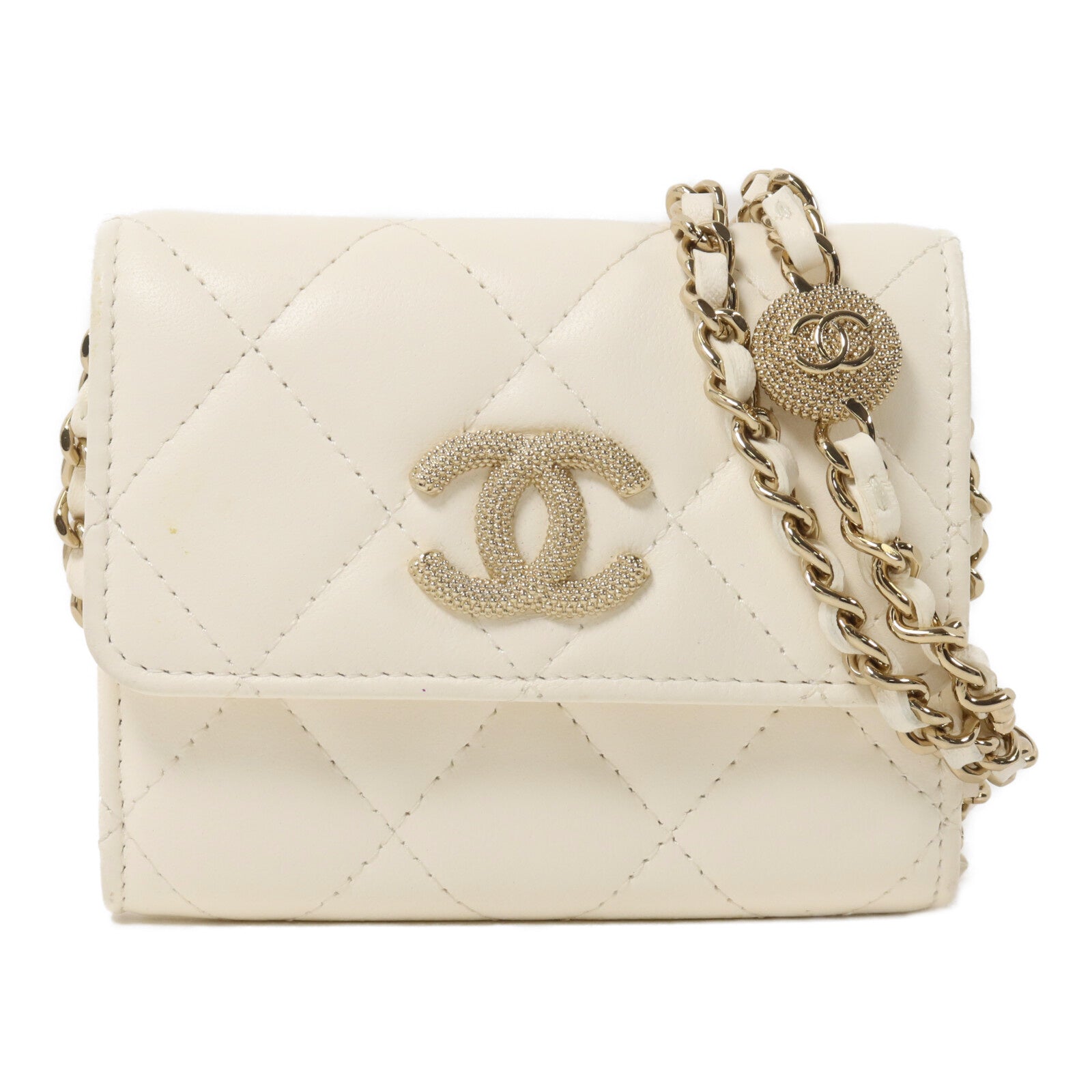 CHANEL 牛皮皮革Flap Card Holder Chain鏈帶肩背袋