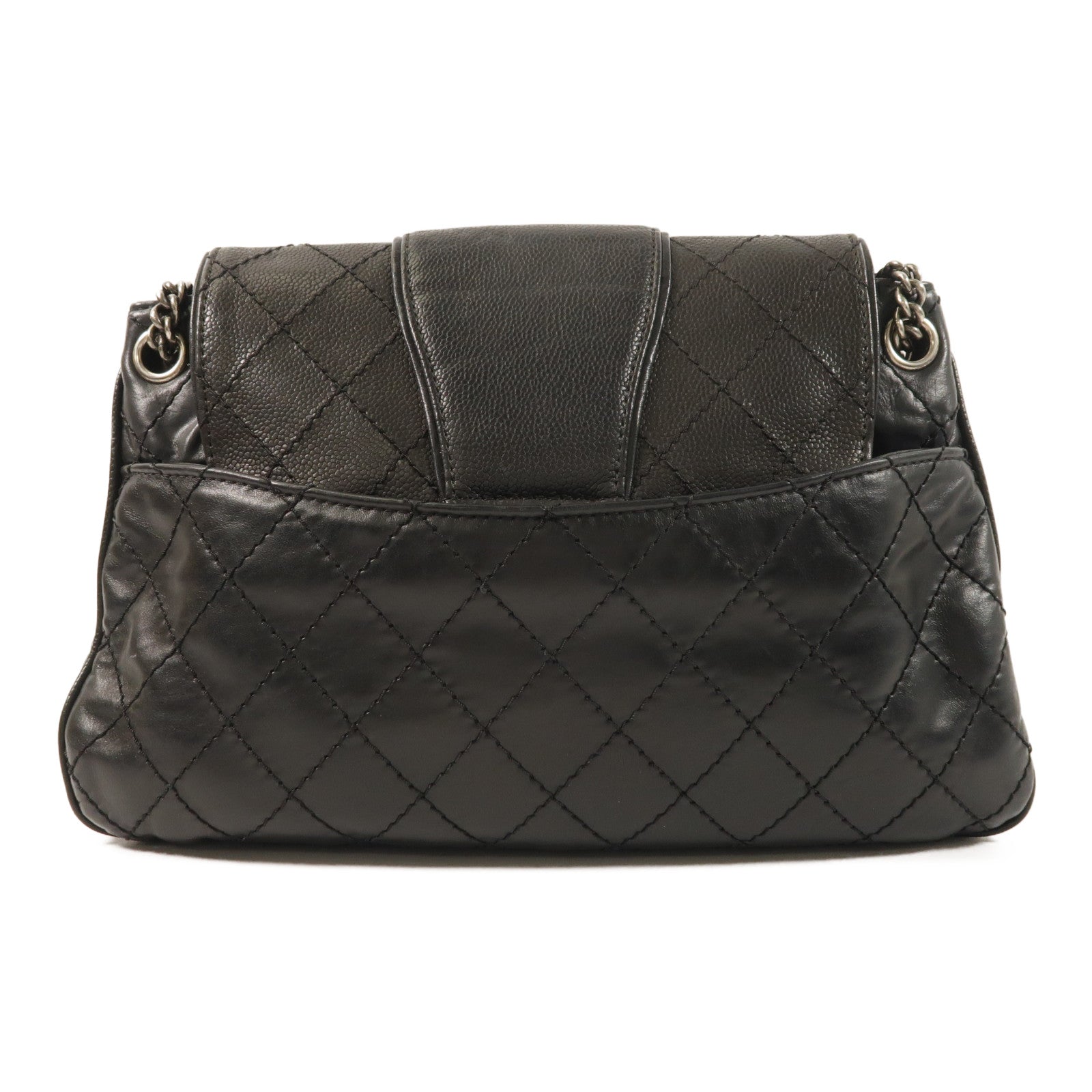 CHANEL 牛皮皮革Chain Shoulder銀扣鏈帶肩背袋