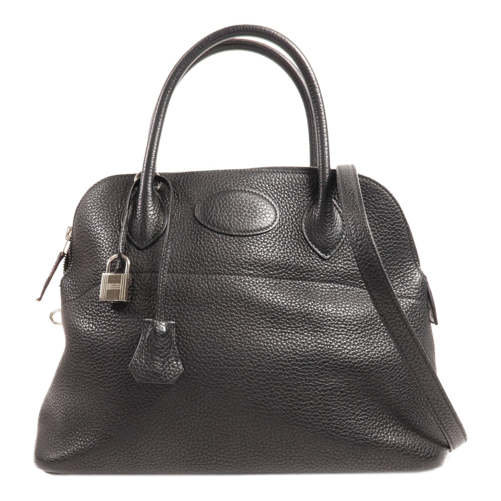 HERMES Clemence皮革Bolide 31銀扣手挽肩背兩用袋Noir