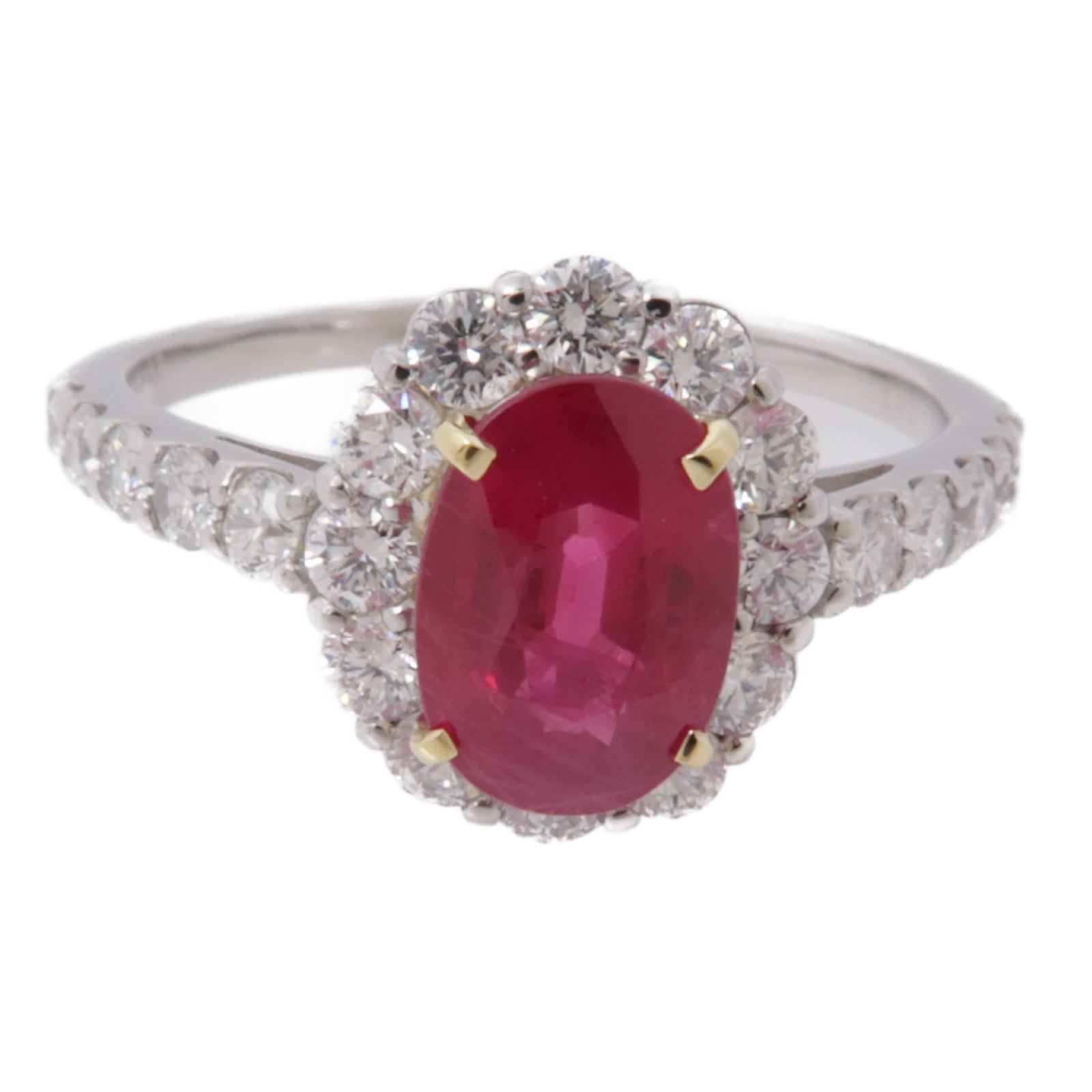 JEWELRY 【激減優惠】18K白金/PT900鉑金Ruby/Diamond Ring紅寶石/鑽石戒指US#6