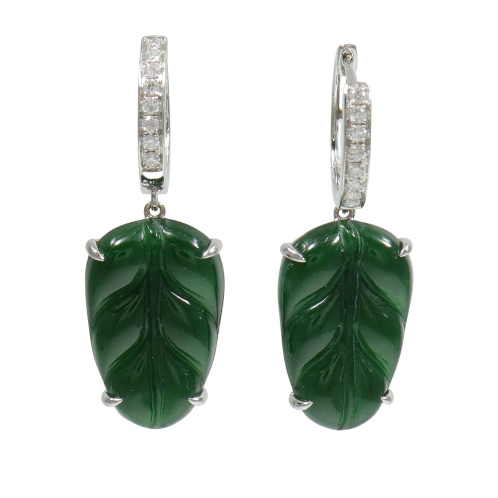 JEWELRY 18K白金Jade Diamond Earrings翡翠/鑽石戒指