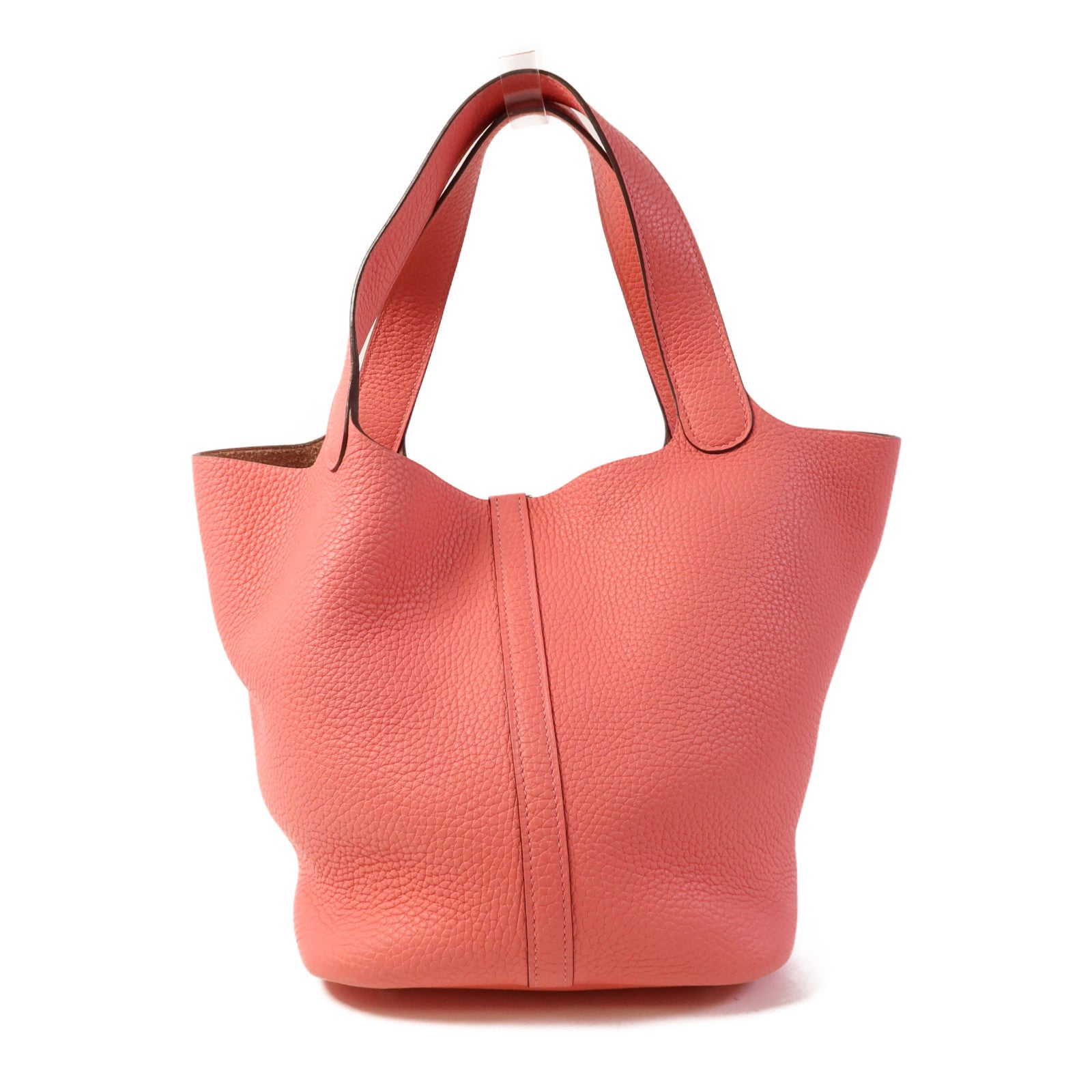 HERMES Clemence皮革Picotin MM銀扣手挽袋Rose Azalee