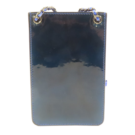 CHANEL 漆皮皮革Chain Shoulder銀扣鏈帶肩背袋