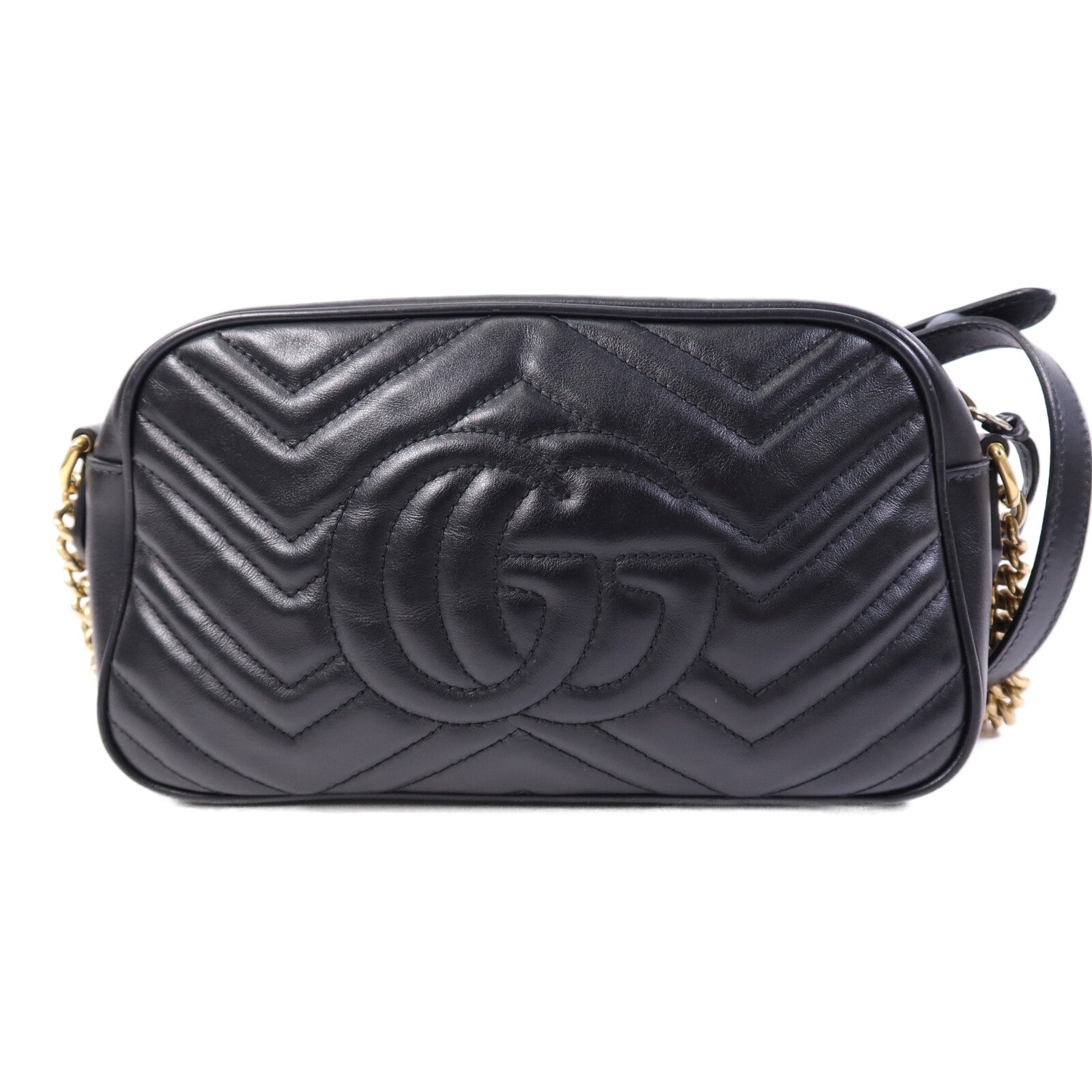 GUCCI 牛皮皮革GG Marmont Small金扣鏈帶肩背袋