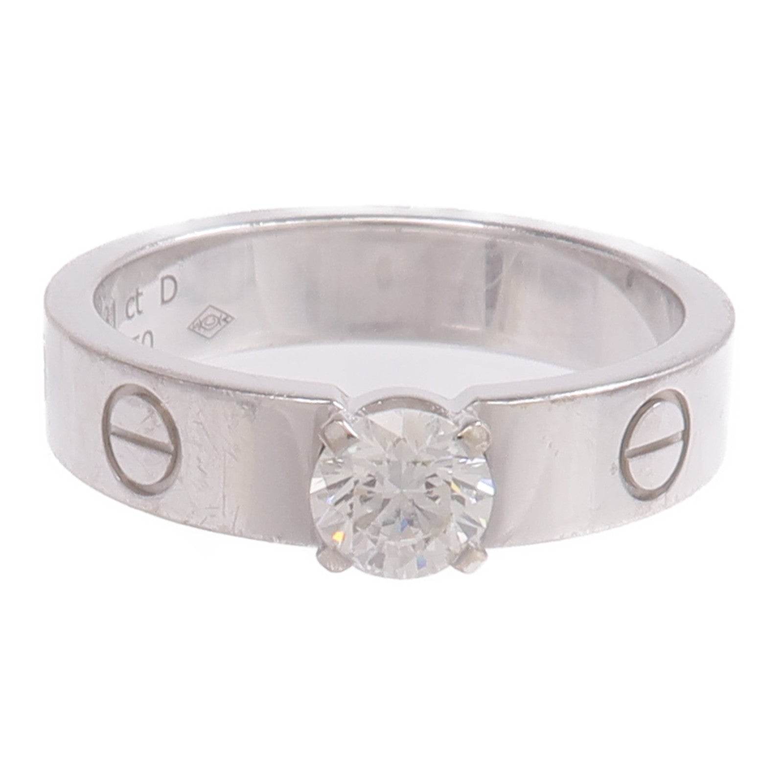 CARTIER 18K白金Love Solitaire Brilliant Cut Diamond Ring鑽石戒指