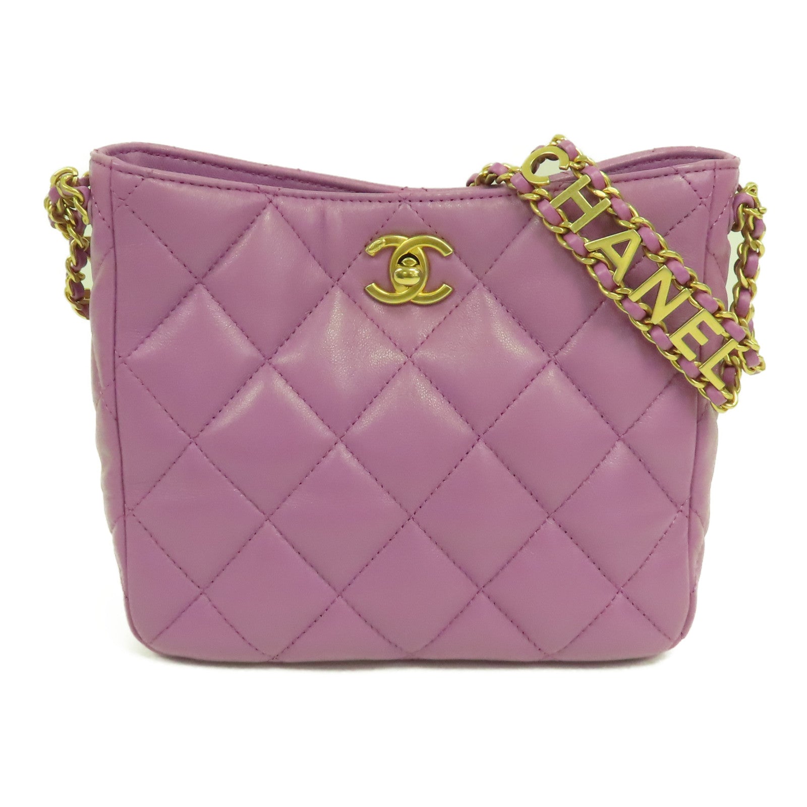 CHANEL 羊皮皮革Hobo金扣鏈帶肩背袋