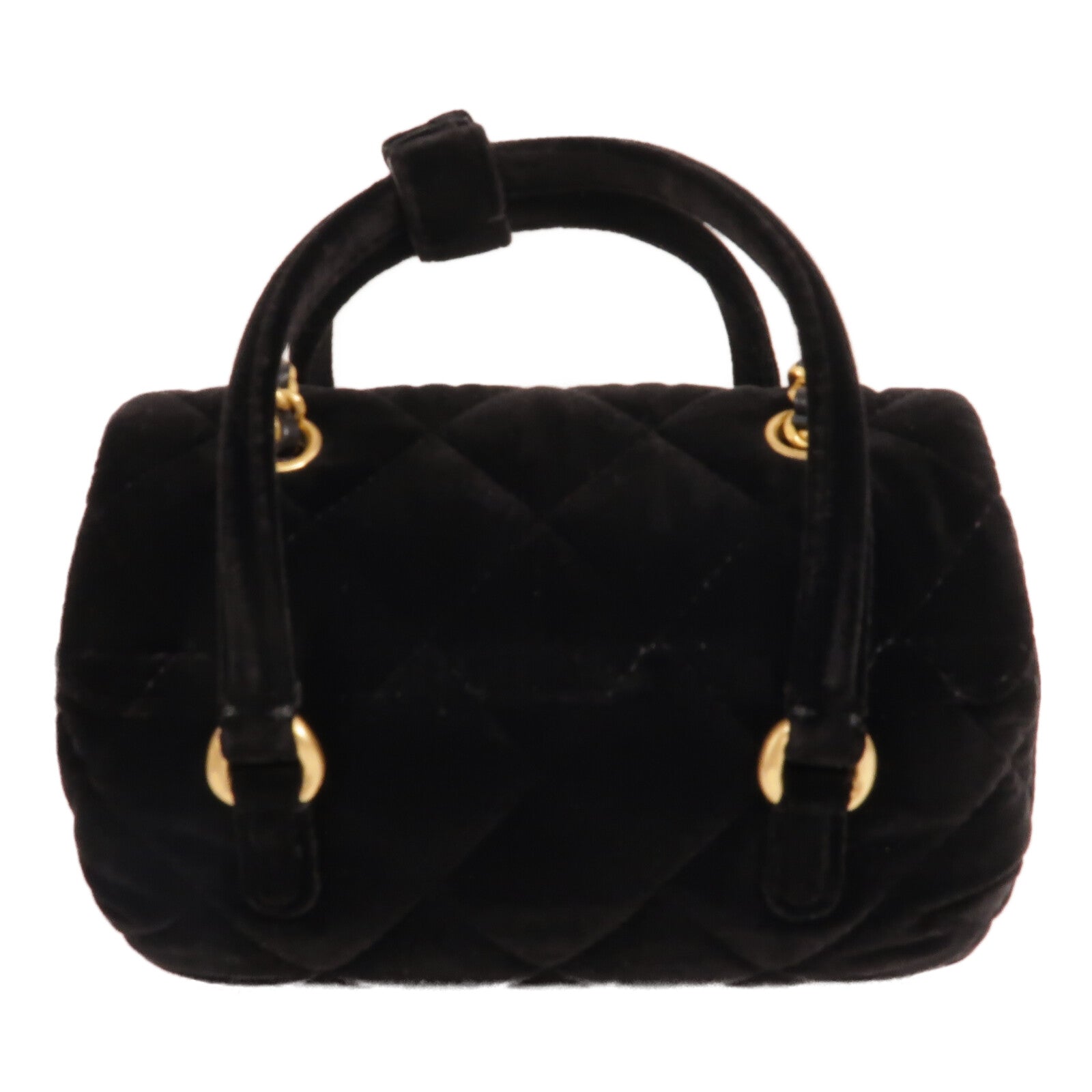 CHANEL 天鵝絨Velvet Quilted Mini Top Handle鏈帶手挽肩背兩用袋