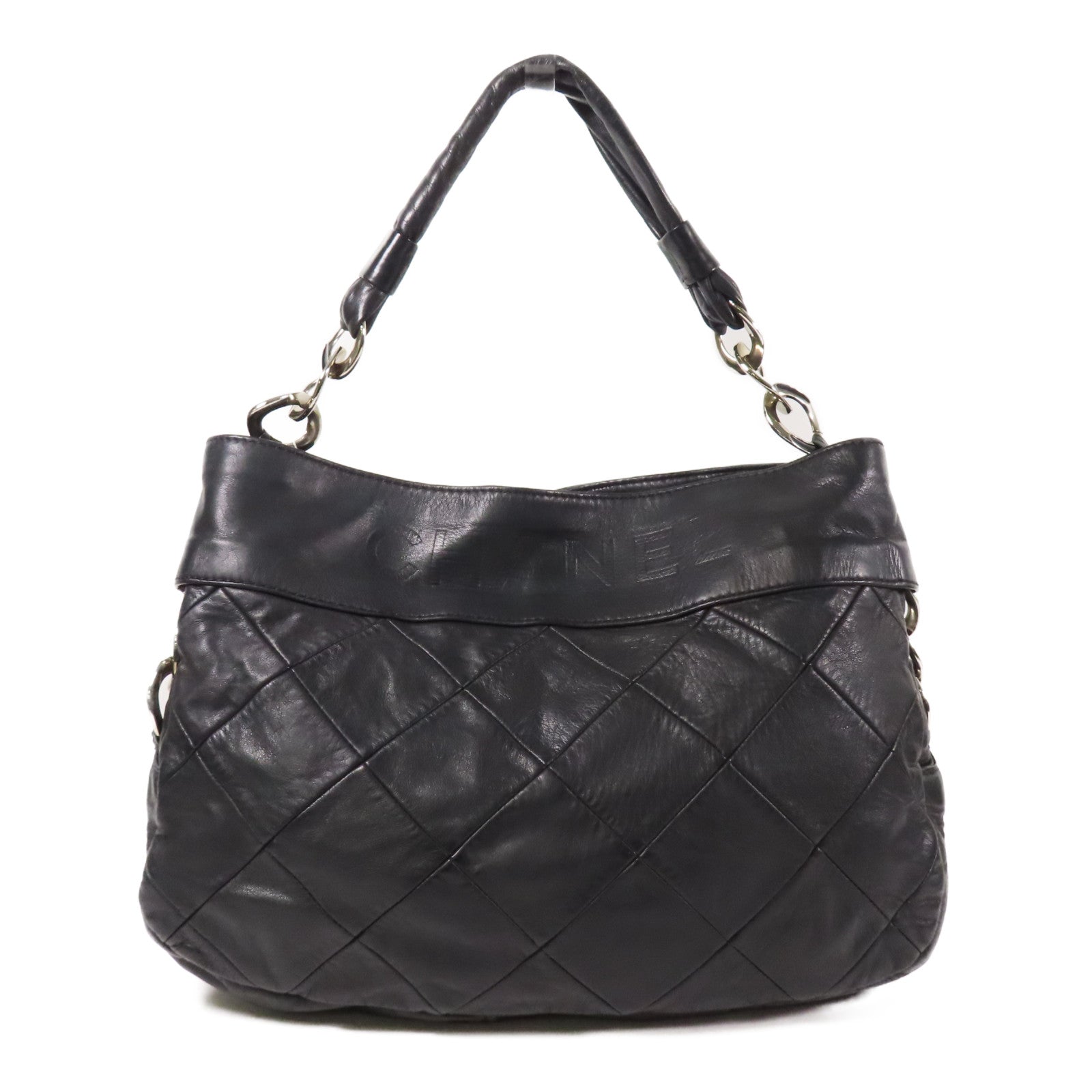 CHANEL 牛皮皮革Shoulder Bag銀扣肩背袋