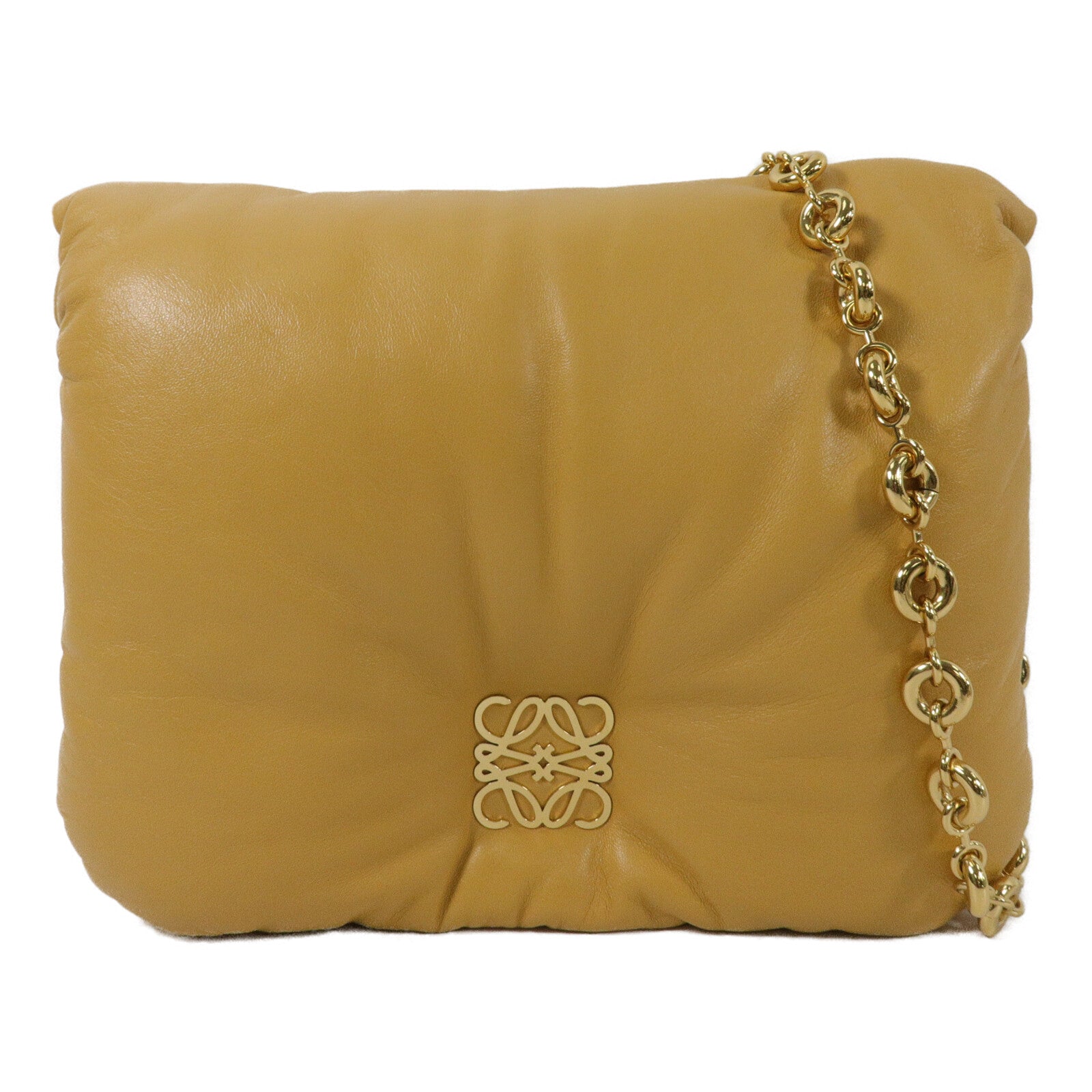 LOEWE 羊皮皮革Goya Puffer鏈帶肩背袋