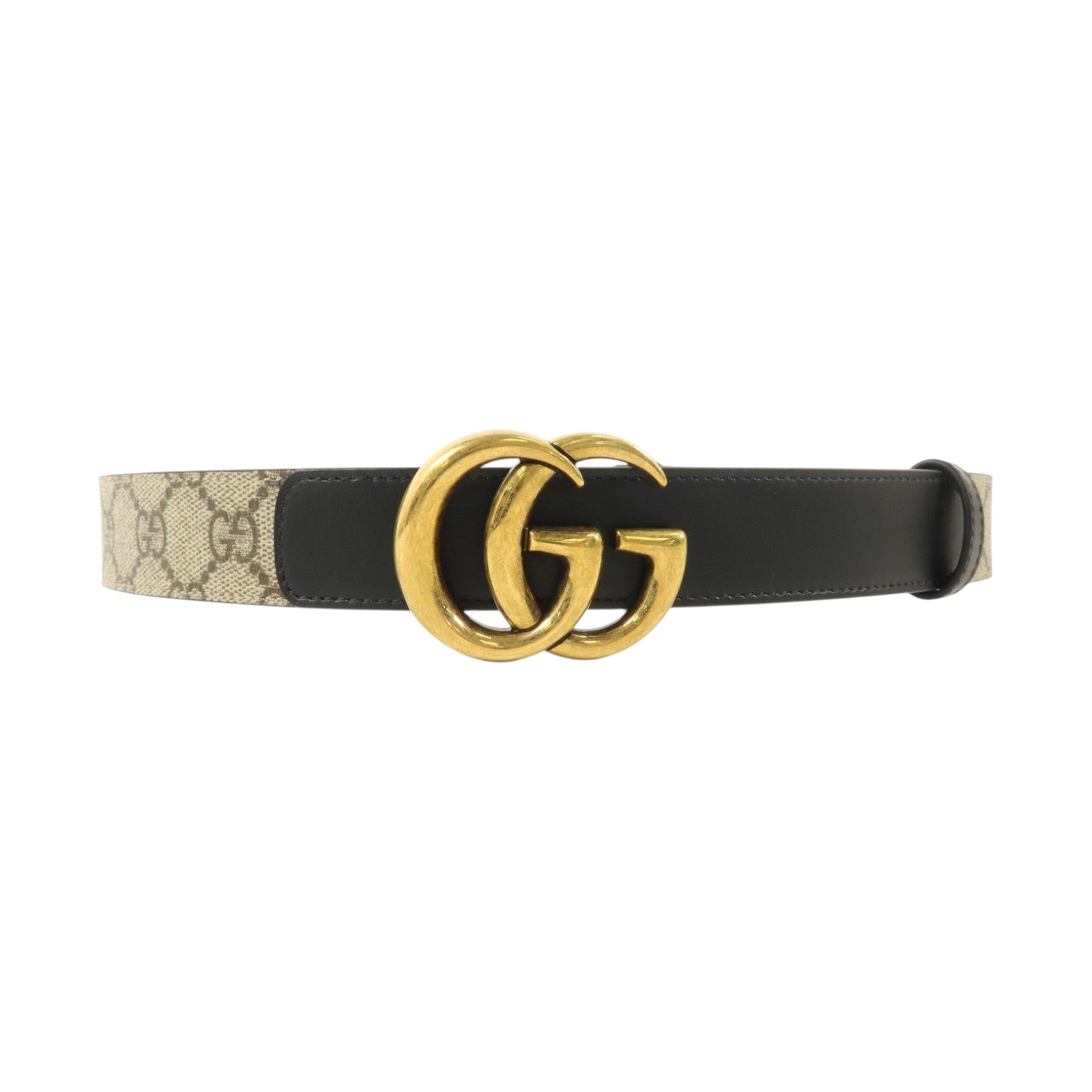 GUCCI 塗層帆布/牛皮皮革GG Marmont Belt 80cm金扣皮帶
