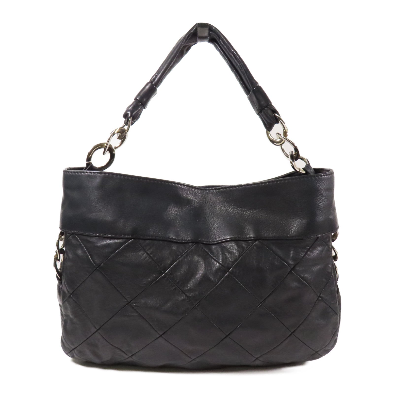 CHANEL 牛皮皮革Shoulder Bag銀扣肩背袋