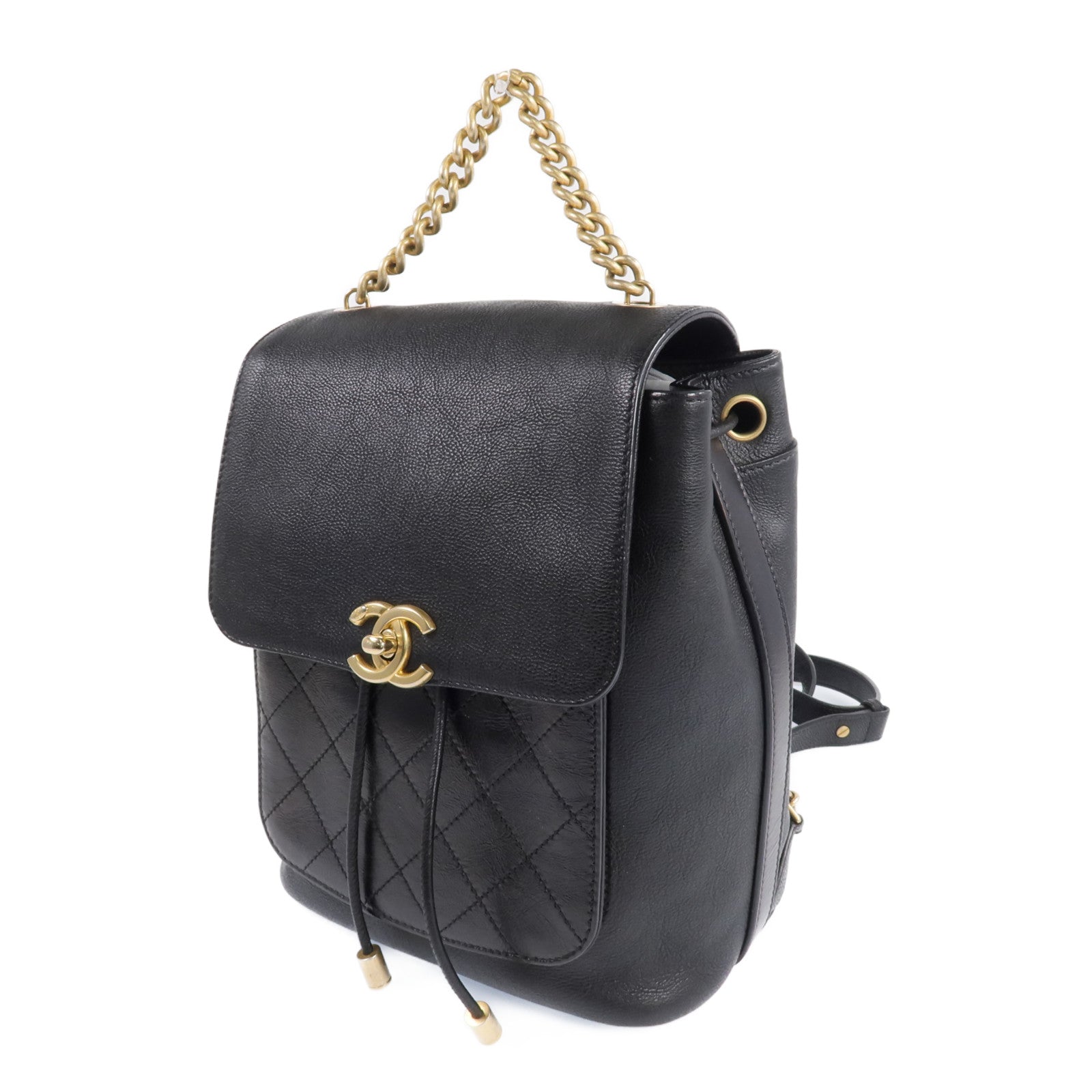 CHANEL 【激減優惠】牛皮皮革Backpack金扣背包