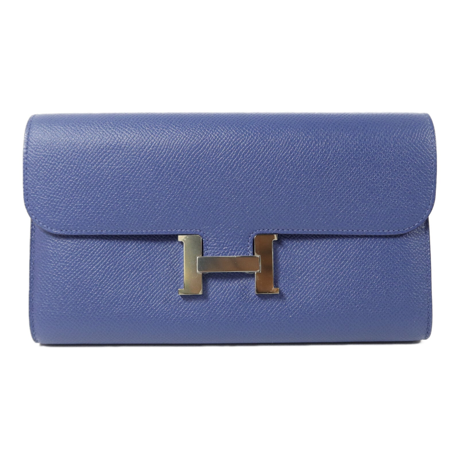 HERMES Epsom皮革Constance Wallet長錢包Bleu Agate