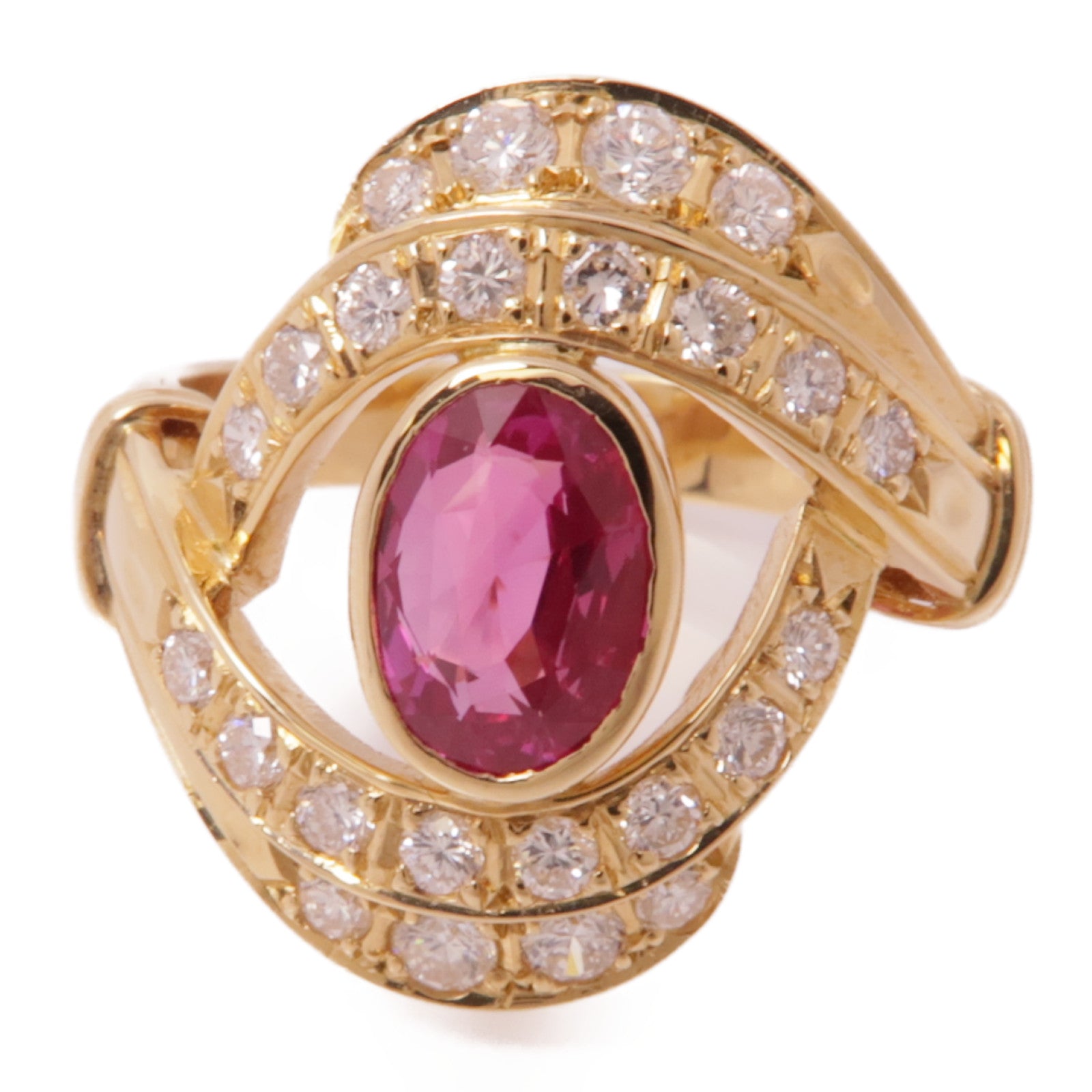 JEWELRY 【激減優惠】18K黃金Pink Sapphire/Diamond Ring粉紅藍寶石/鑽石戒指US#6