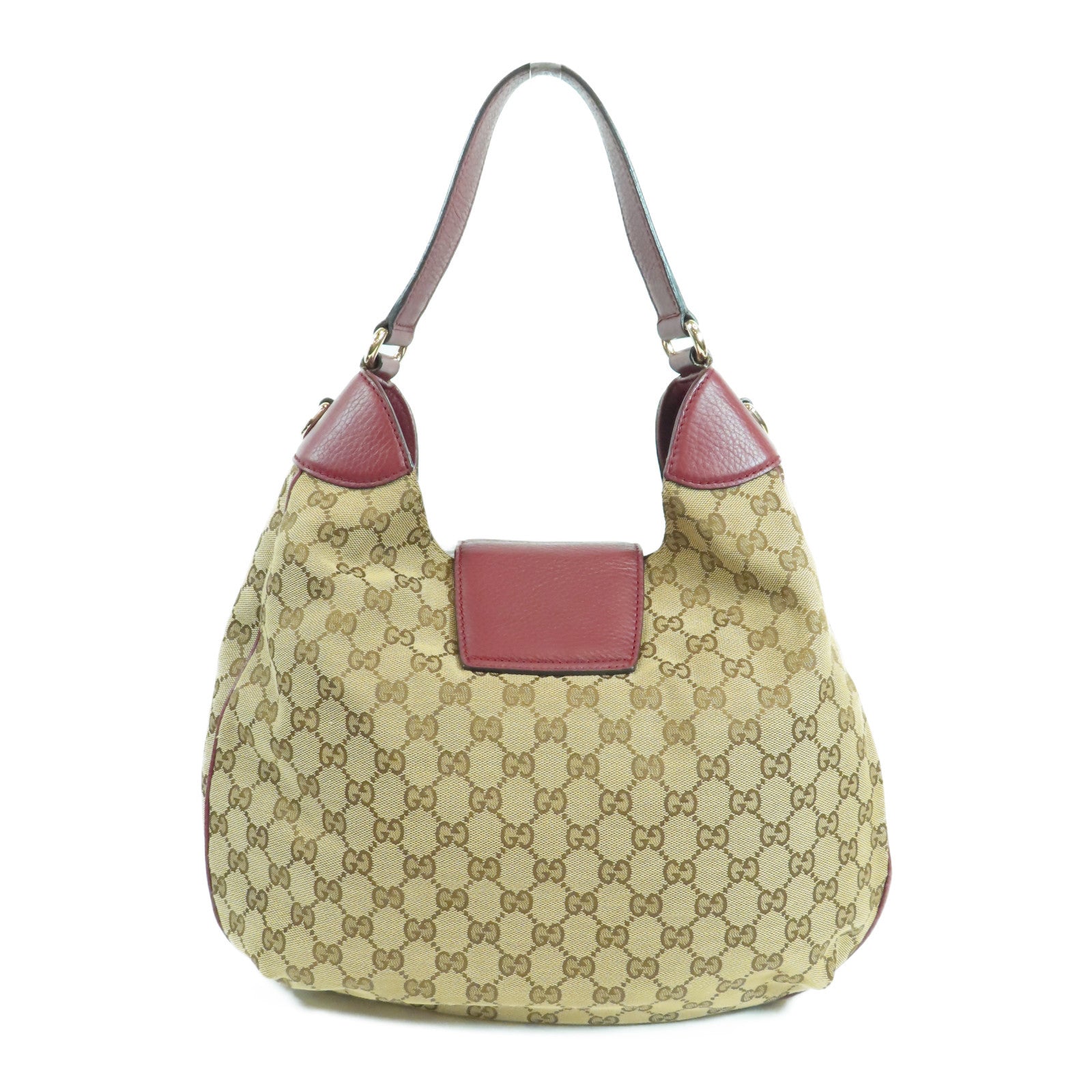 GUCCI GG GHW Tote Bag 2 Way Shoulder Bag Handbag 296851 Canvas Beige Red