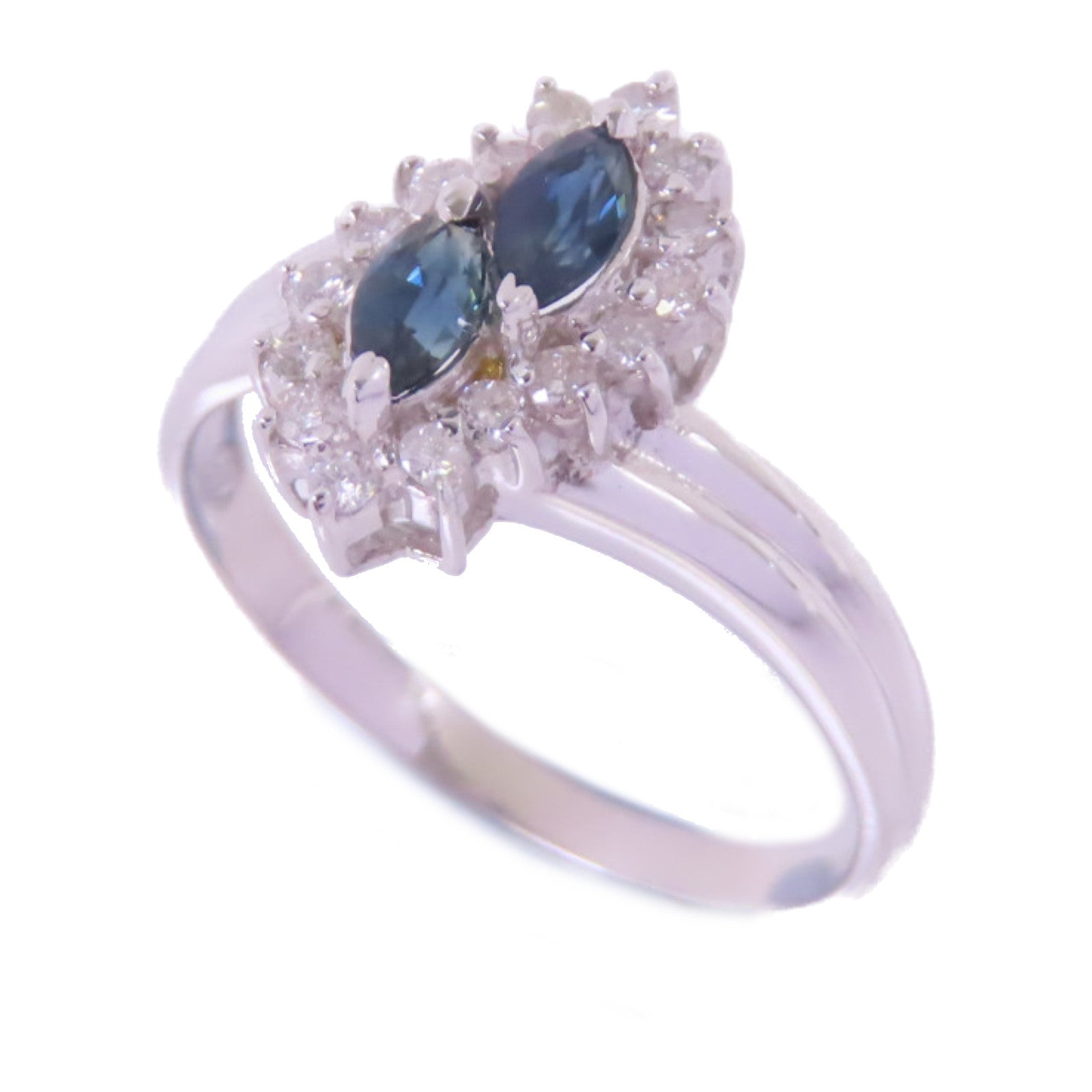 JEWELRY 【激減優惠】14K白金/藍寶石/鑽石Sapphire Diamond Ring戒指US#6.75