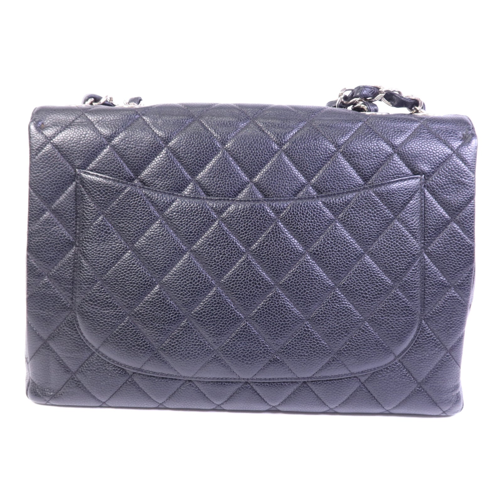 CHANEL 牛皮皮革Vintage Classic Flap Large銀扣鏈帶肩背袋