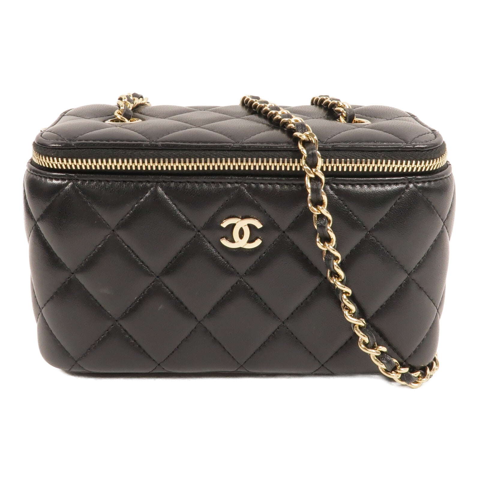 CHANEL 羊皮皮革Vanity Case鏈帶肩背袋