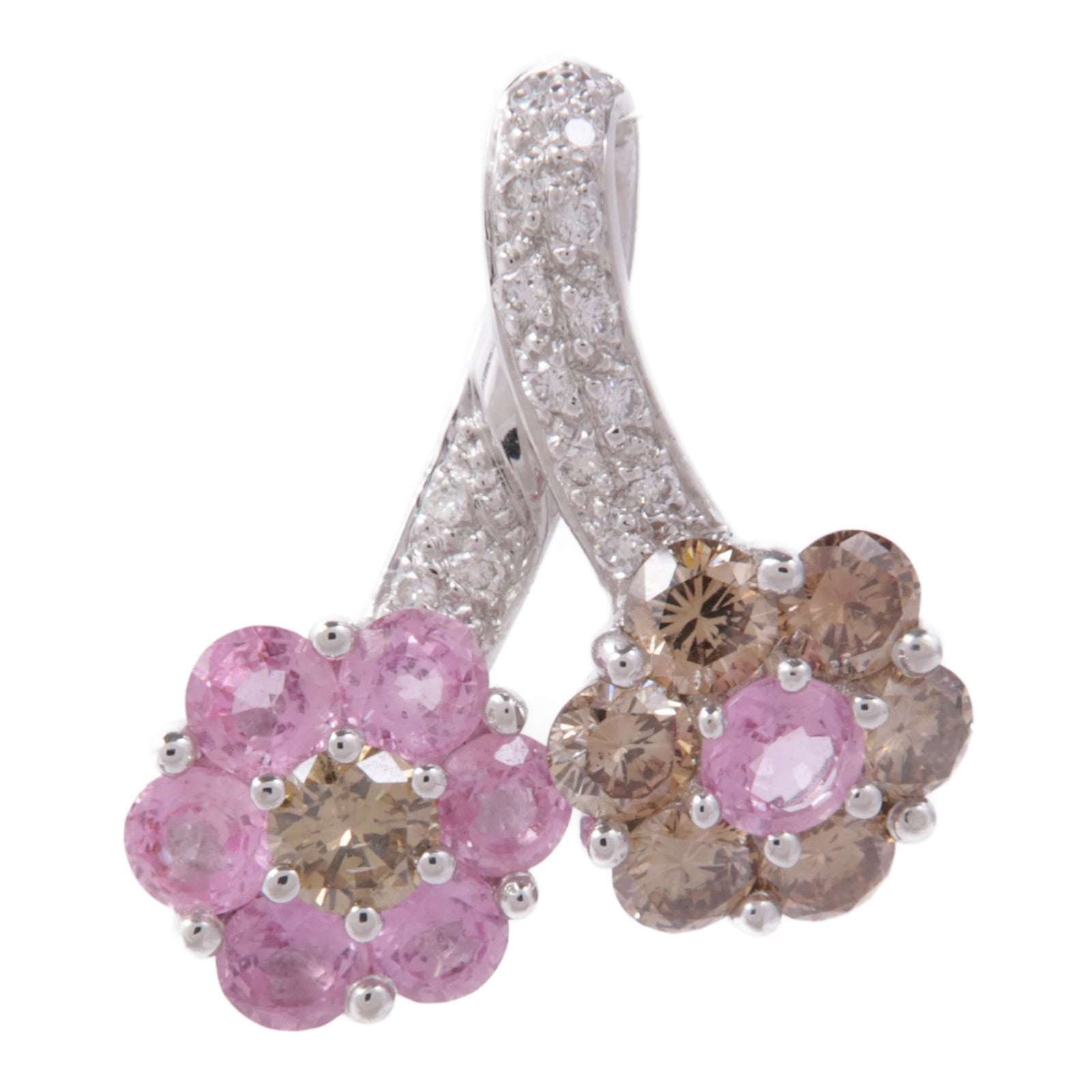 JEWELRY 18K白金Pink Sapphire/Diamond Pendant Top粉紅色藍寶石/鑽石吊墜